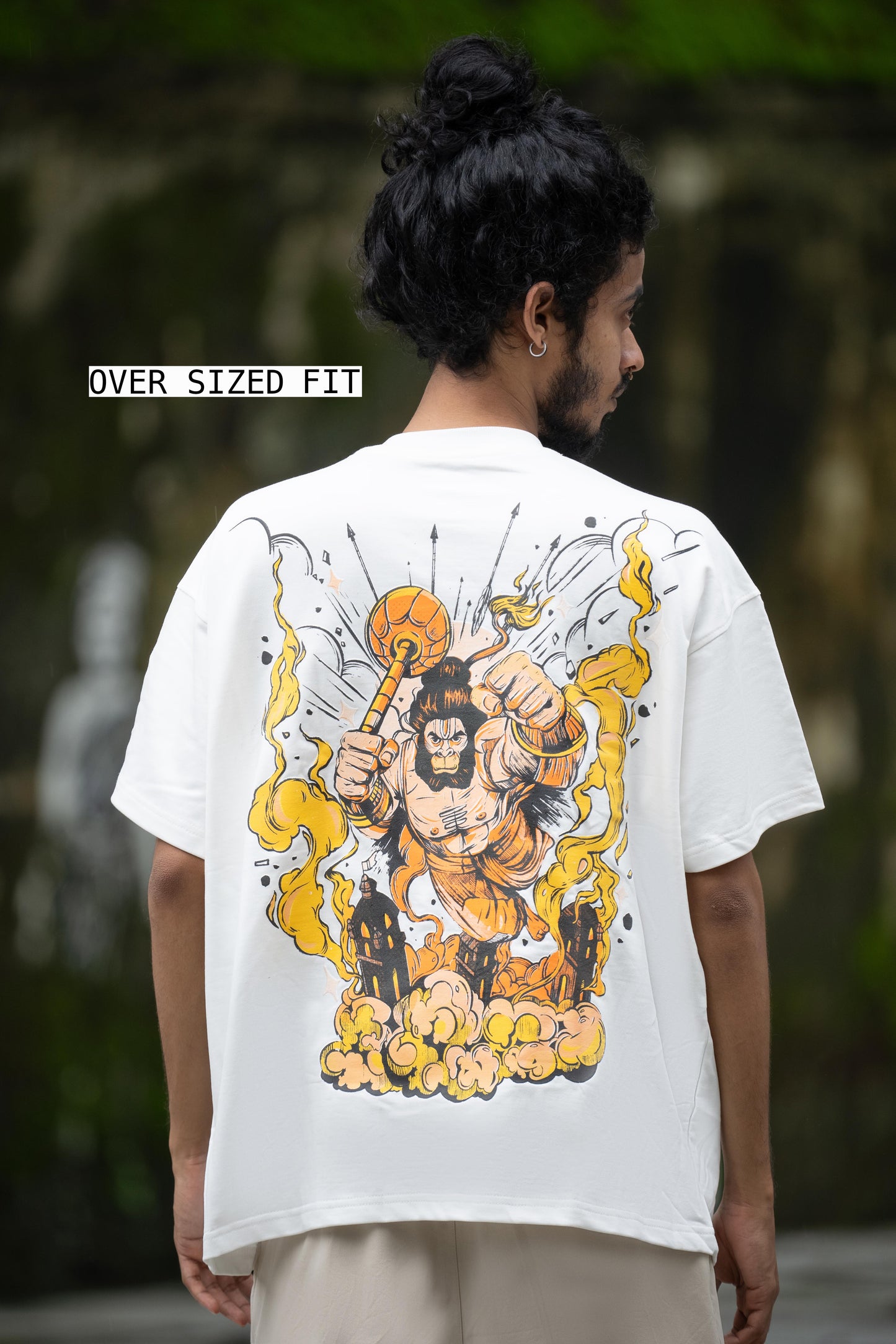 OVER SIZE TEE HANUMAN PRINT ON WHITE