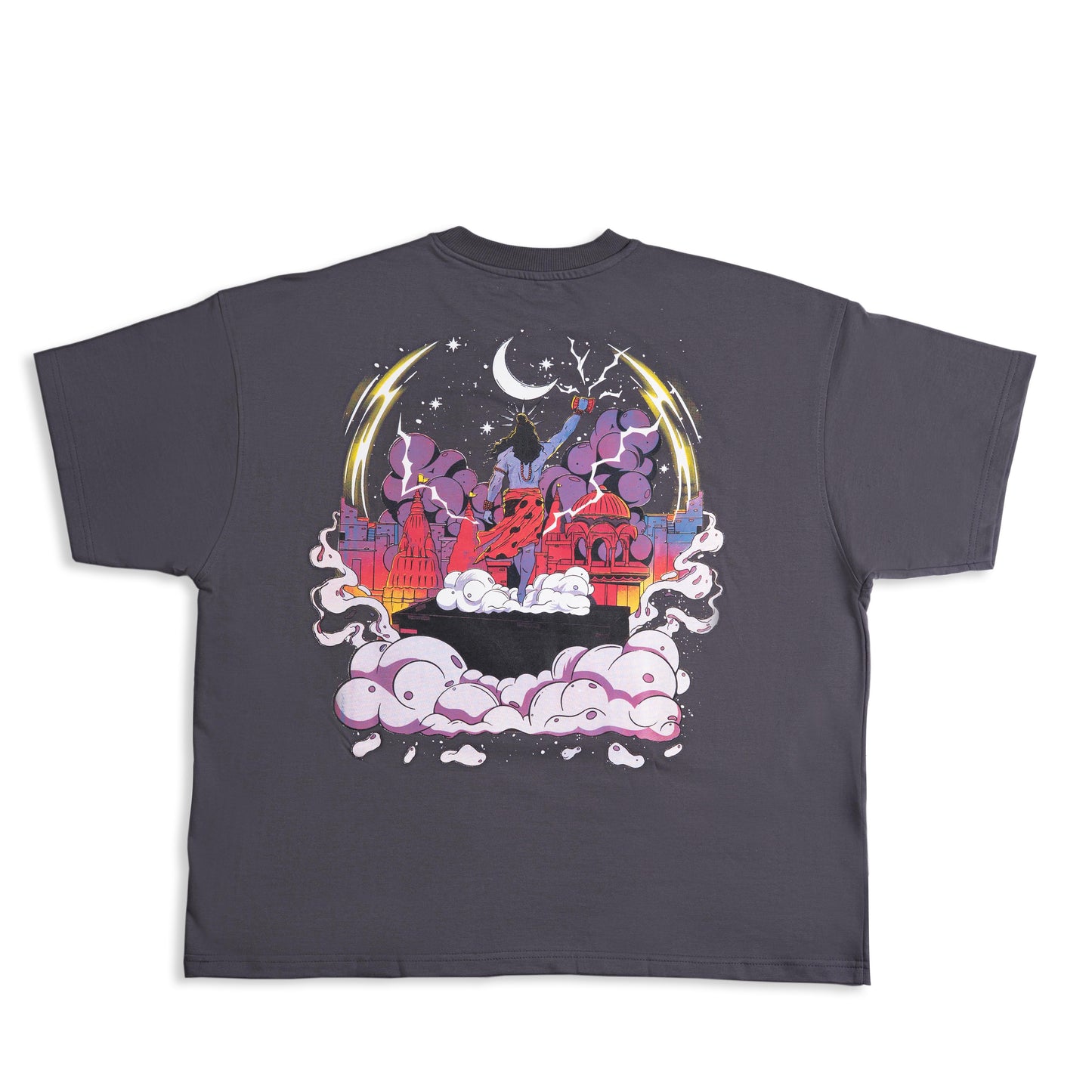 OVER SIZE T SHIRT SHIVE PRINT GREAY COLOR