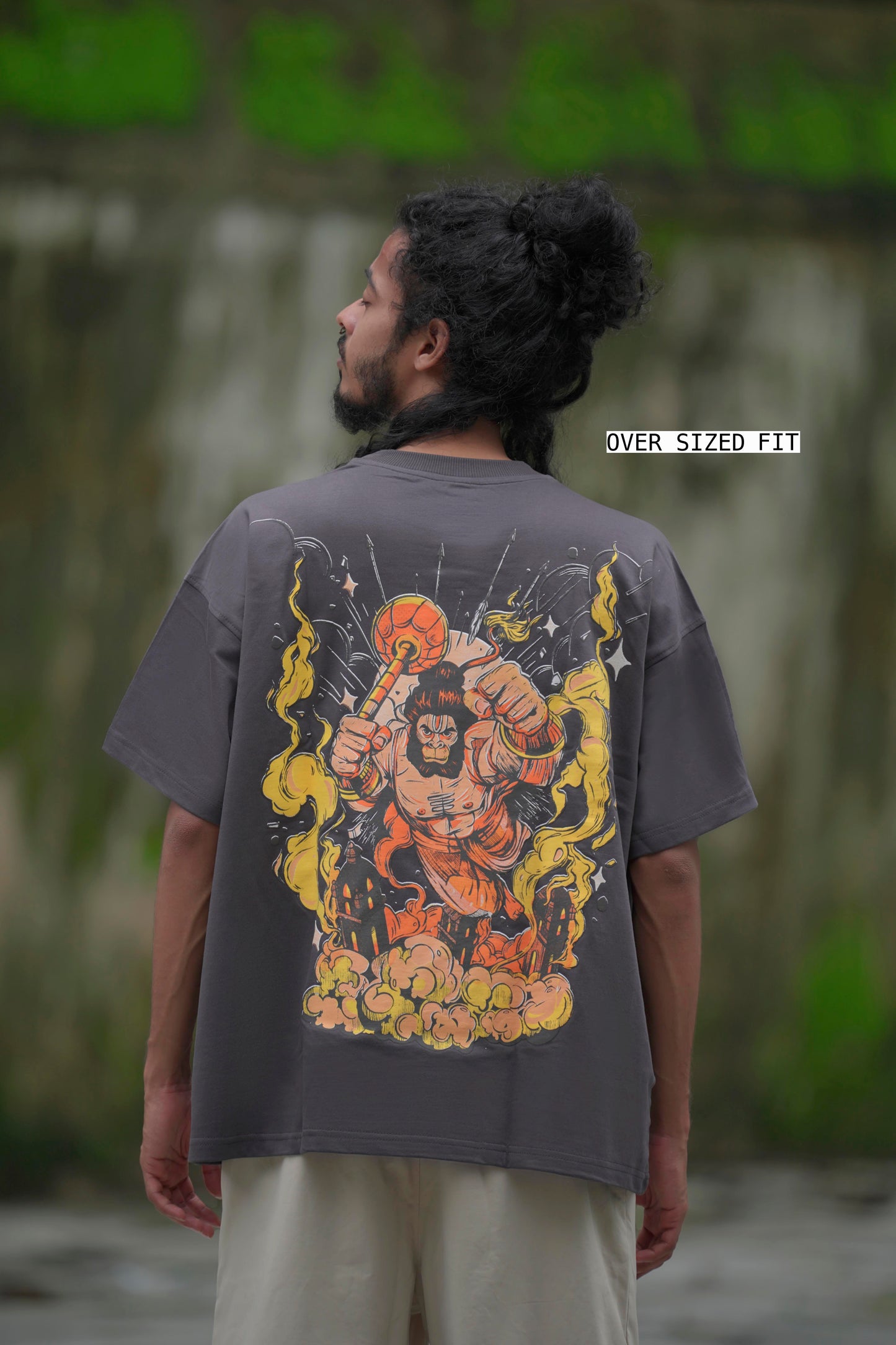 OVER SIZE TSHIRT HANUMAN PRITNT GREY