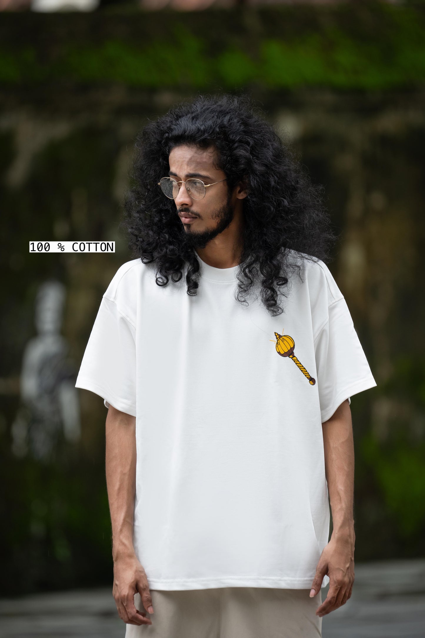 OVER SIZE TEE HANUMAN PRINT ON WHITE