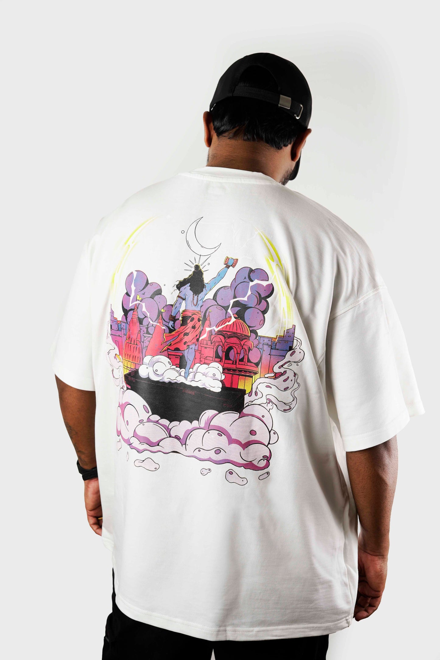 OVER SIZE WHITE T SHIRT SHIVA PRINT