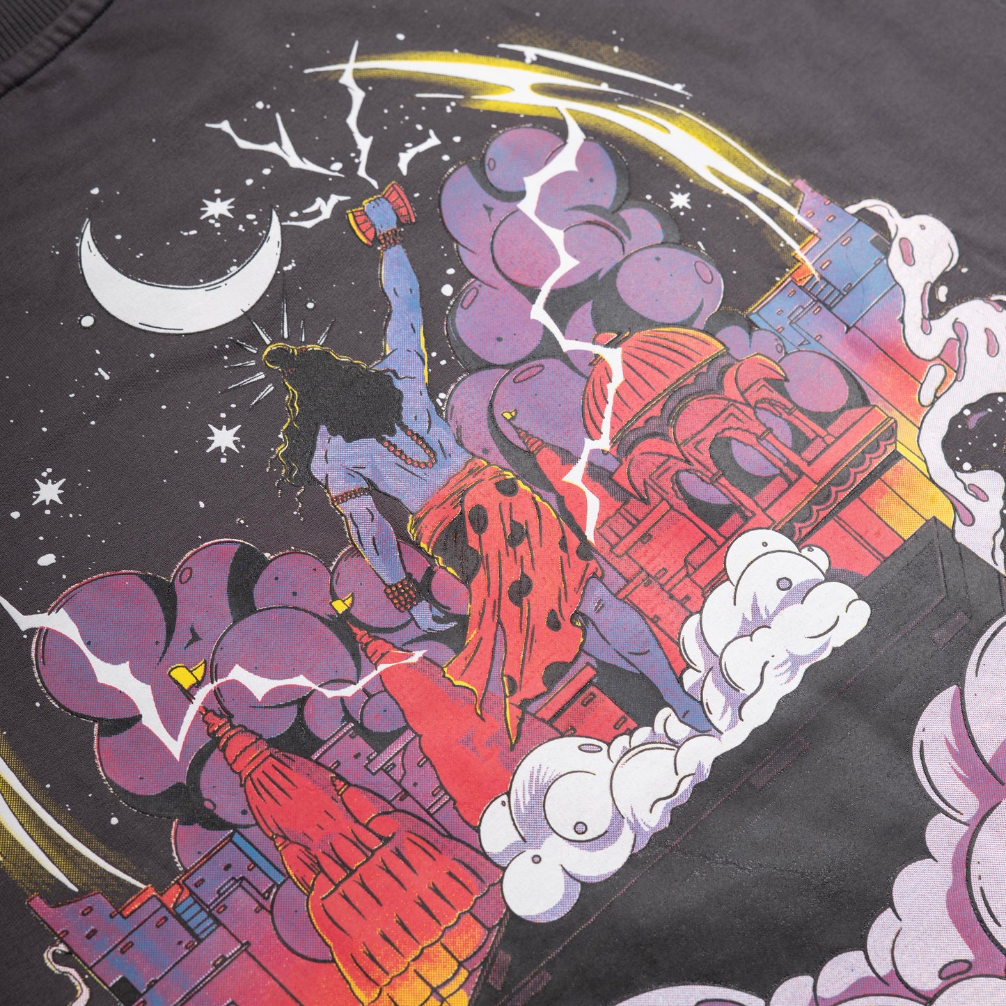OVER SIZE T SHIRT SHIVE PRINT GREAY COLOR
