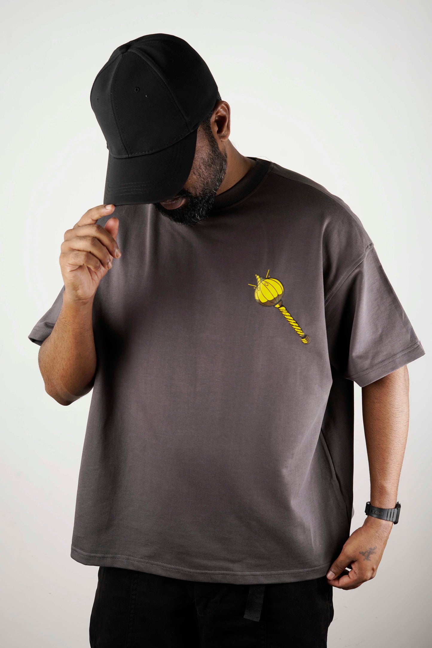 OVER SIZE TSHIRT HANUMAN PRITNT GREY