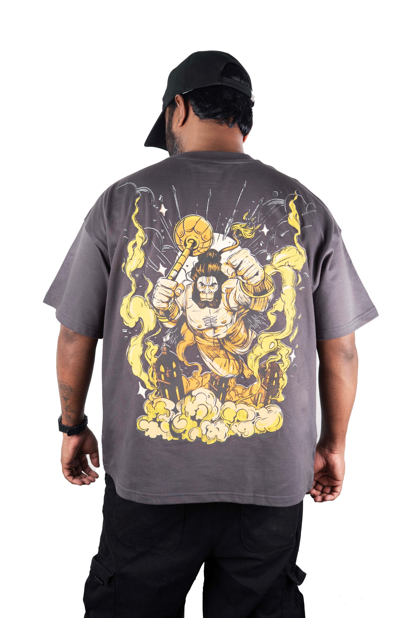 OVER SIZE TSHIRT HANUMAN PRITNT GREY