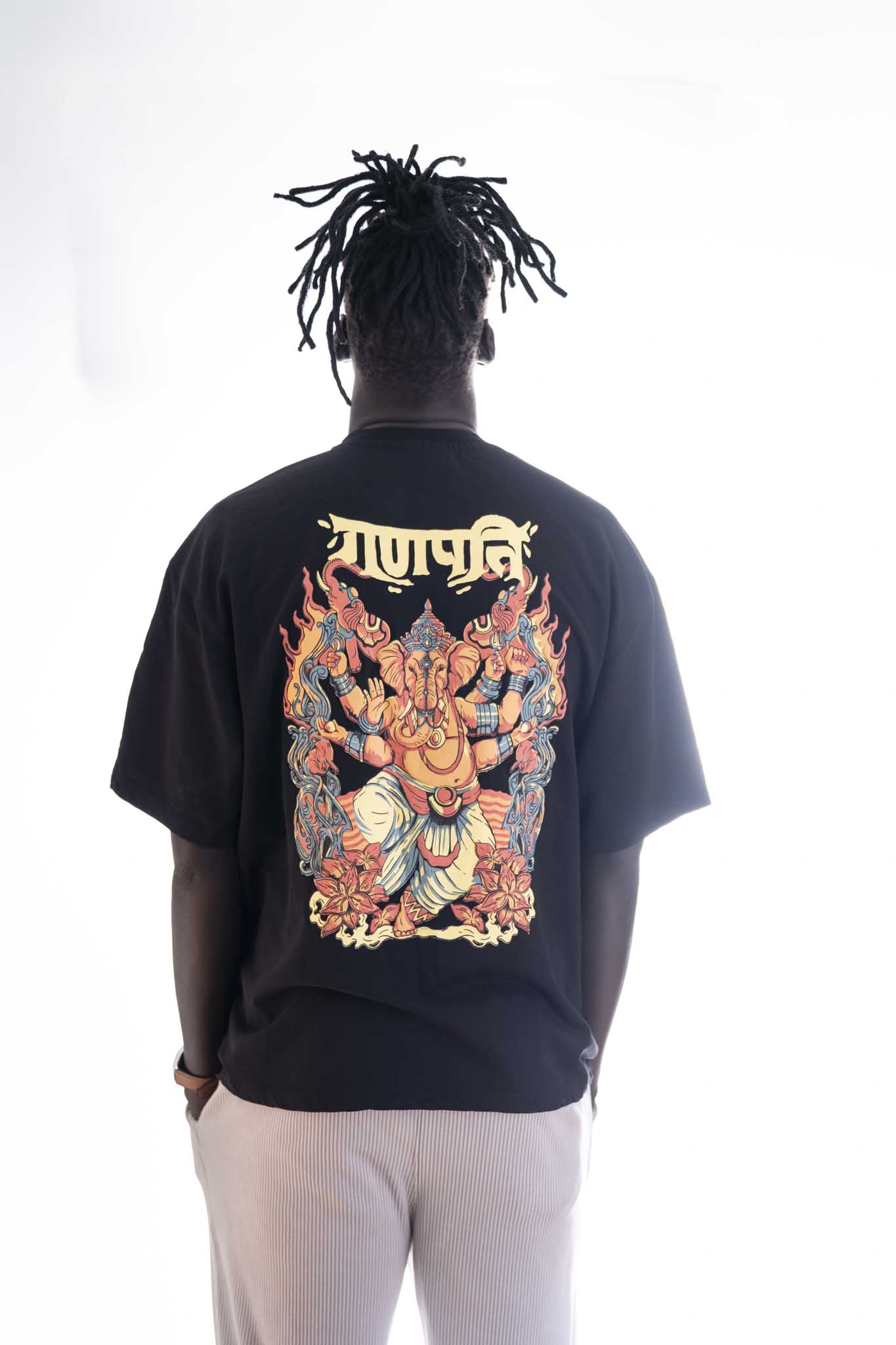 The Protector – Ganpathi Oversized Tee (Black) | Sacred Theory