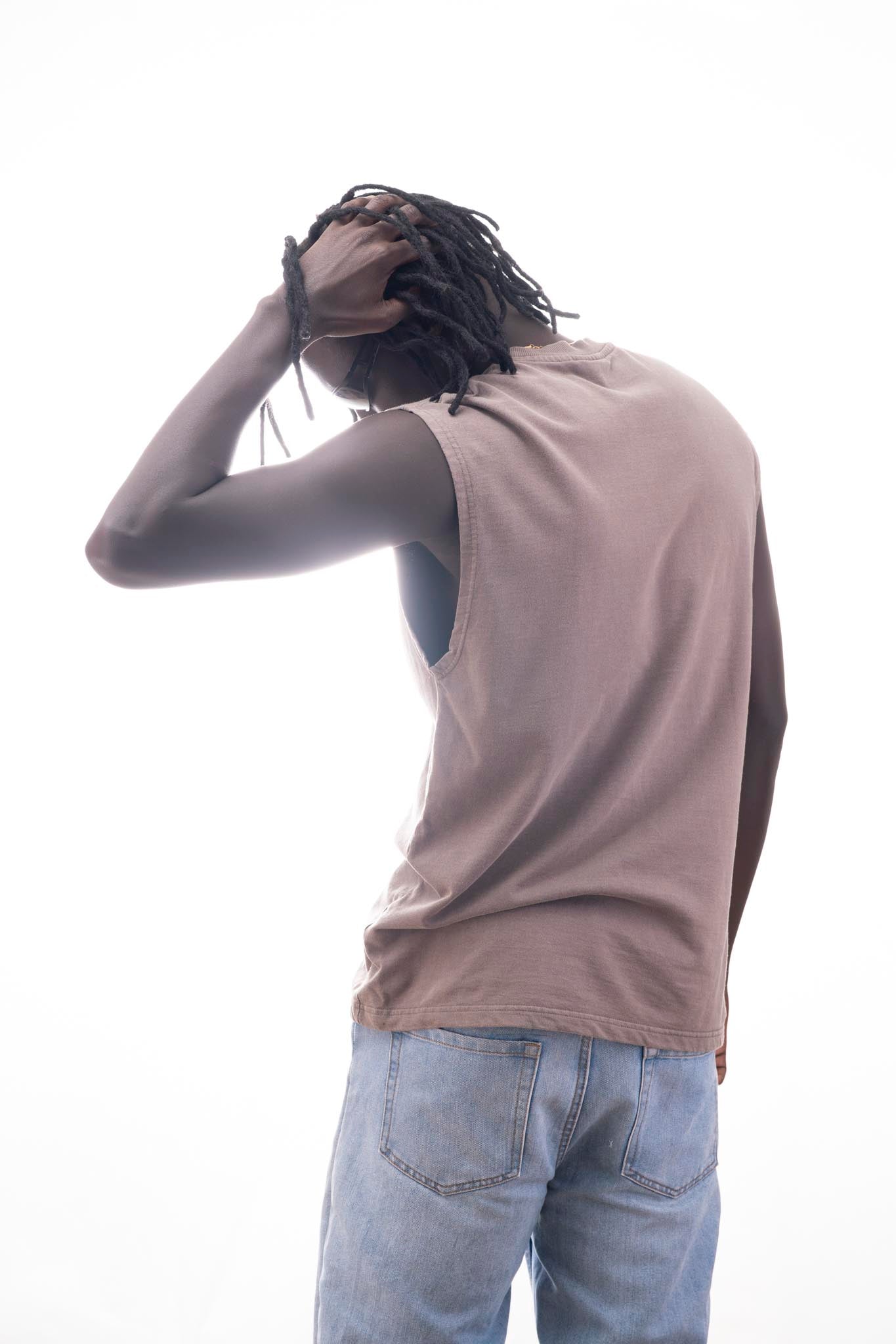 Narasimha Sleeveless T-Shirt – Gray Acid Wash (240 GSM French Terry Cotton) | Sacred Theory