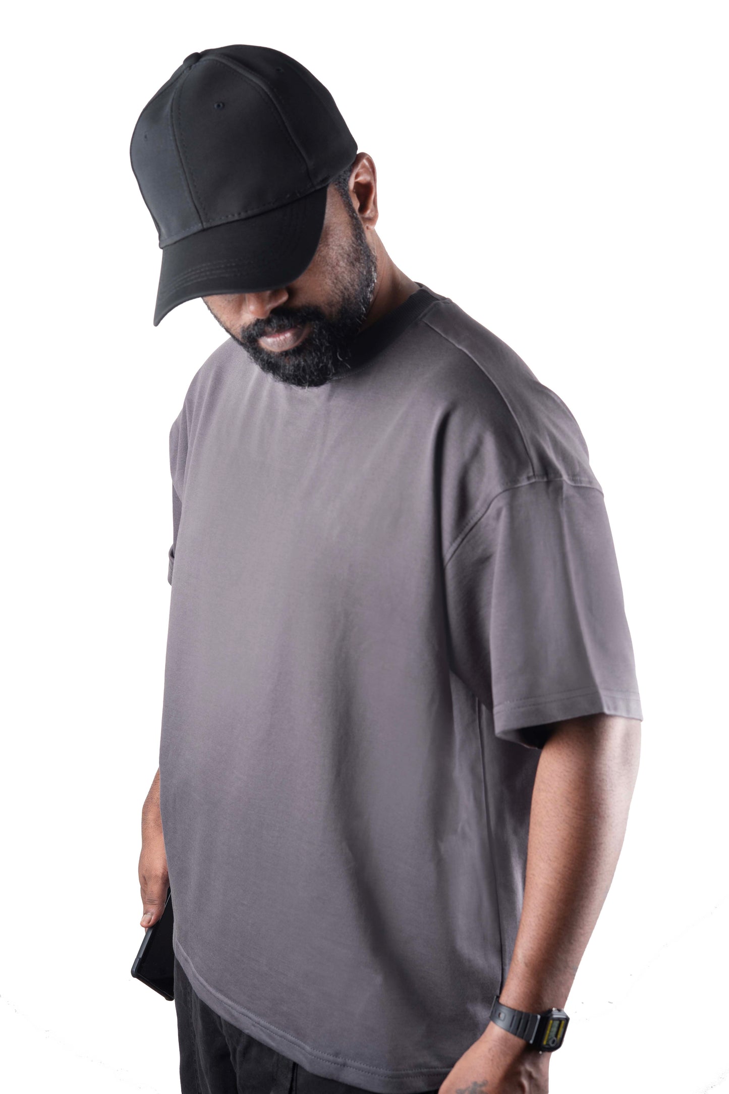 OVER SIZE T SHIRT SHIVE PRINT GREAY COLOR