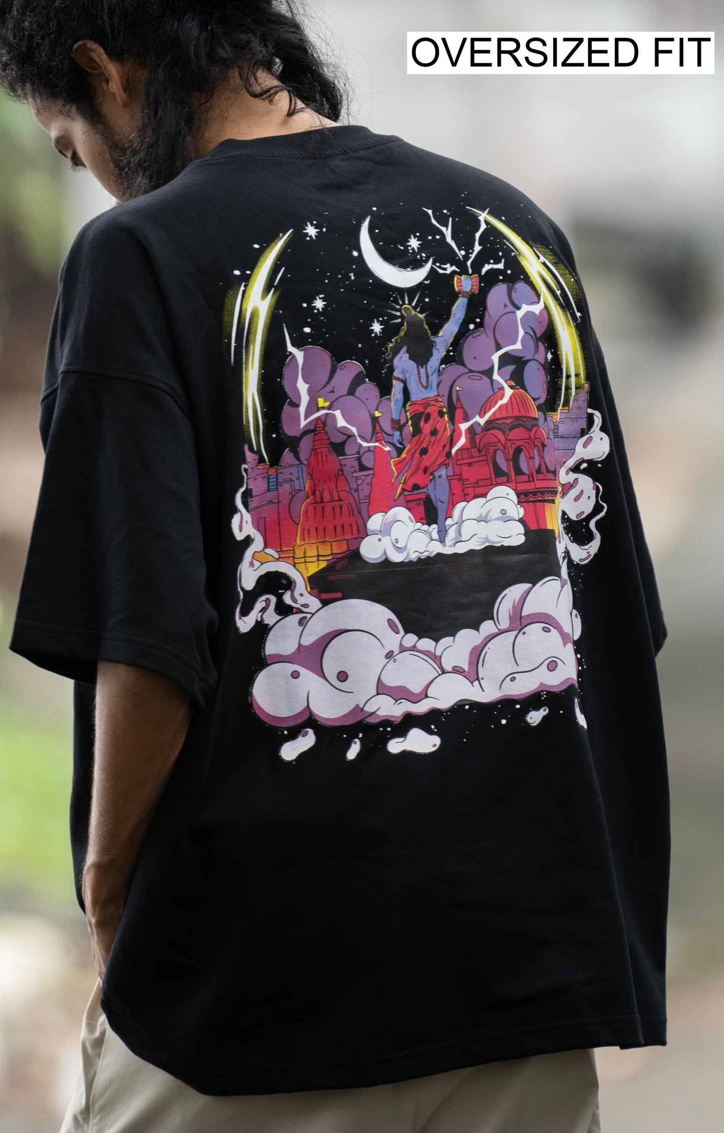 OVER SIZE  BLACK T SHIRT ON SHIVA PRINT