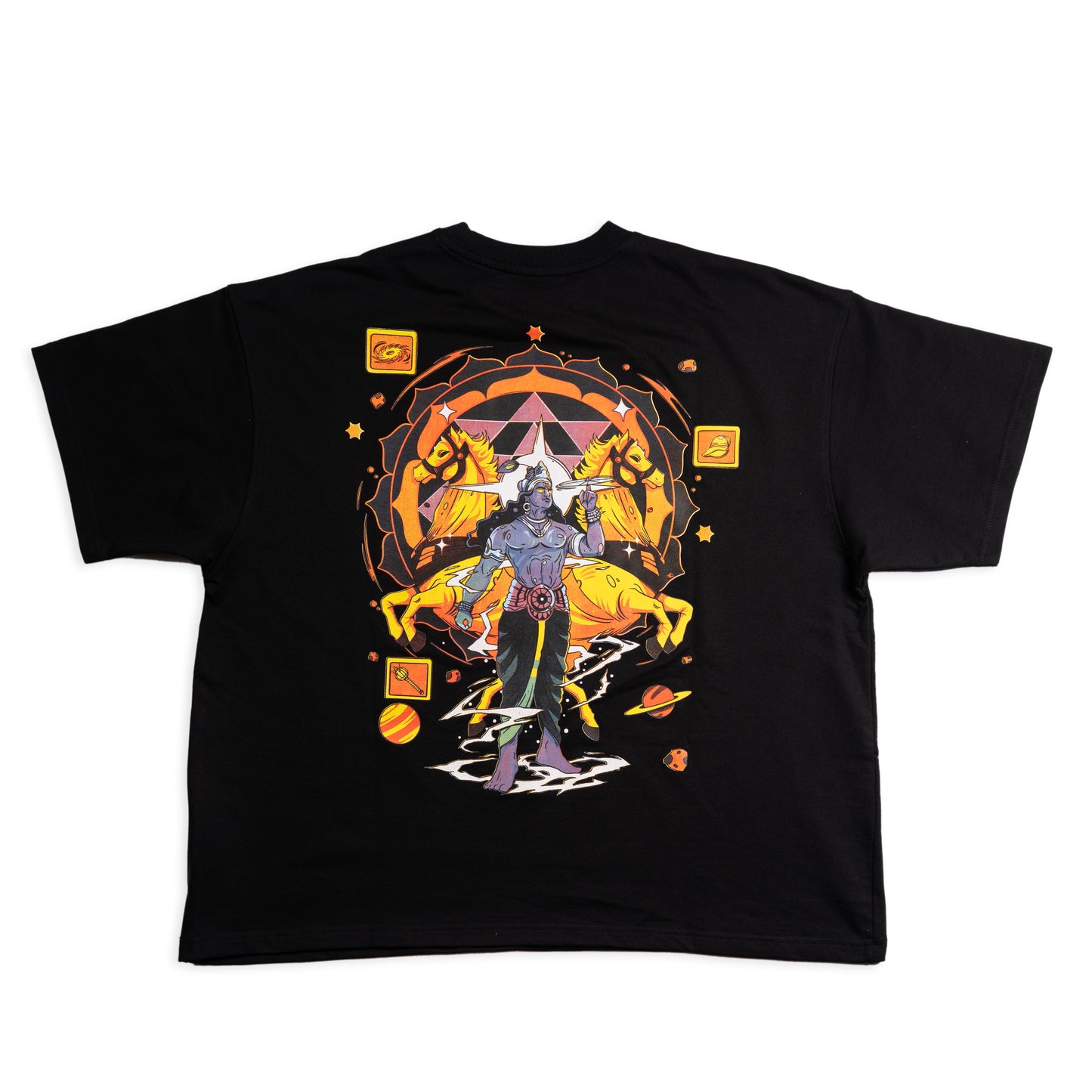 OVER SIZE BLACK T SHIRT WITH KRISHNA PRINT