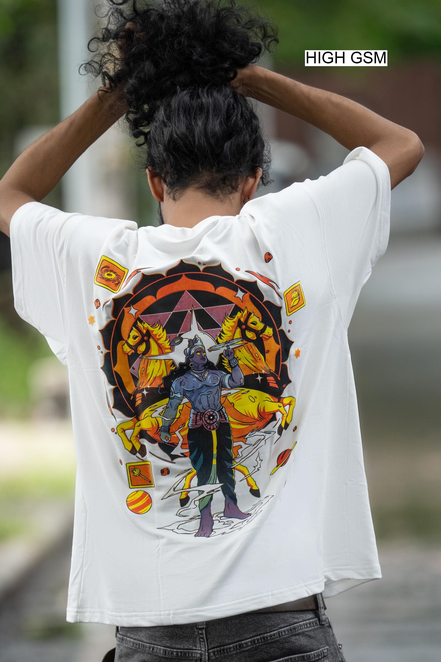 OVER SIZE  WHITE T SHIRT KRISH PRINT