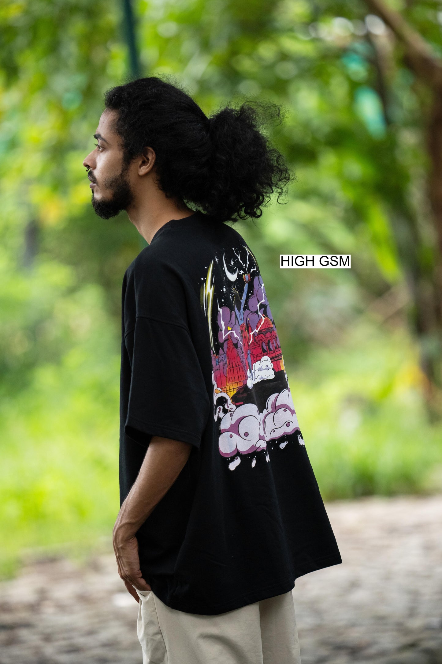 OVER SIZE  BLACK T SHIRT ON SHIVA PRINT