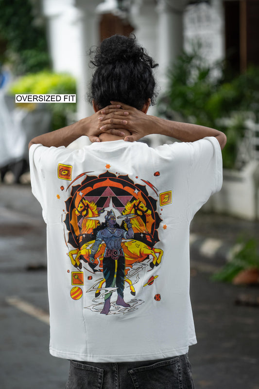 OVER SIZE  WHITE T SHIRT KRISH PRINT