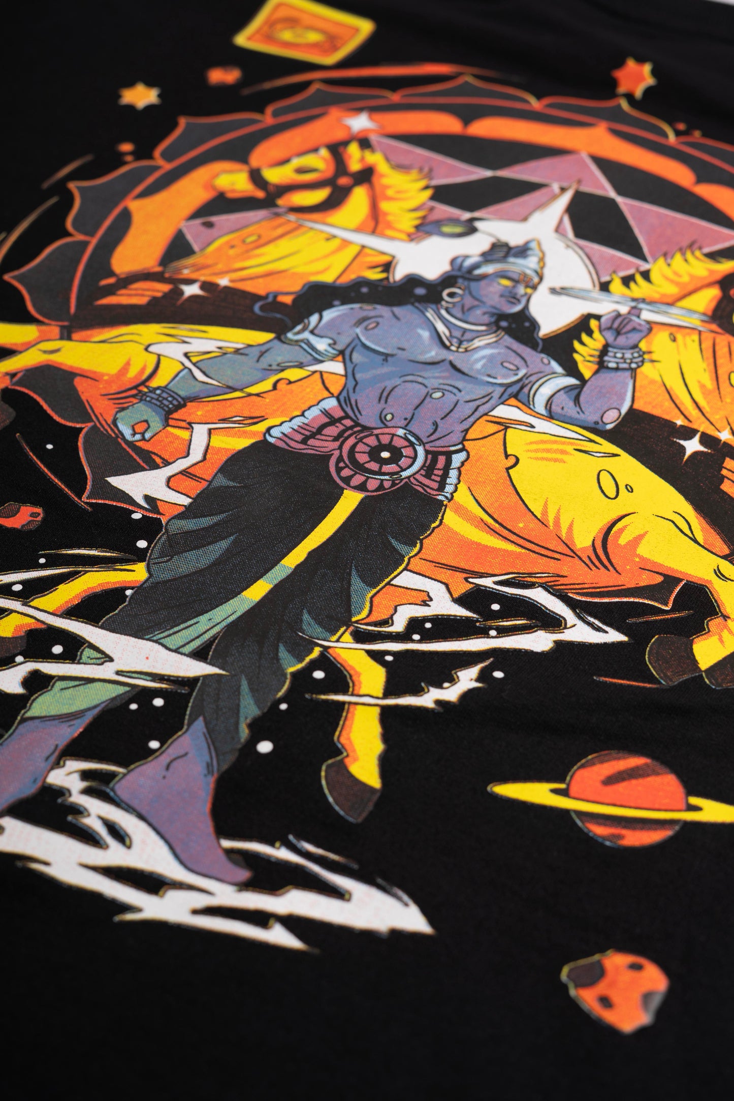 OVER SIZE BLACK T SHIRT WITH KRISHNA PRINT