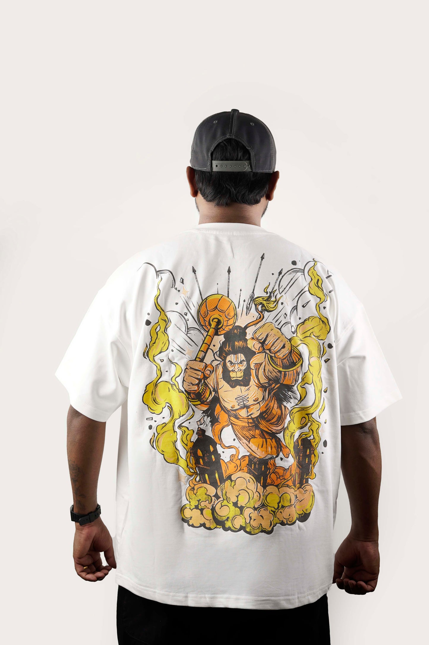 OVER SIZE TEE HANUMAN PRINT ON WHITE