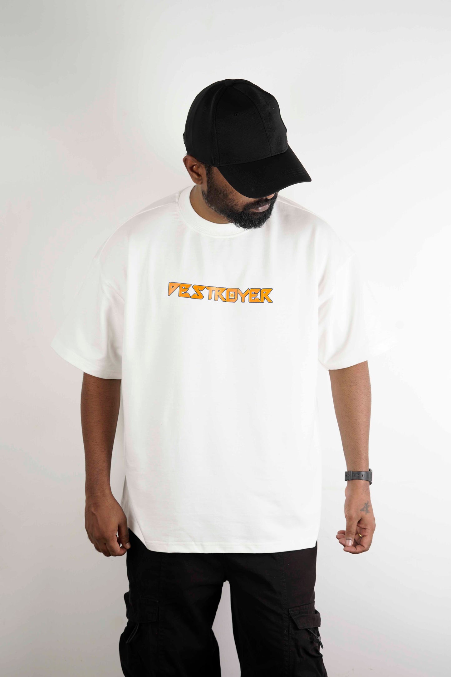 OVER SIZE  WHITE T SHIRT KRISH PRINT