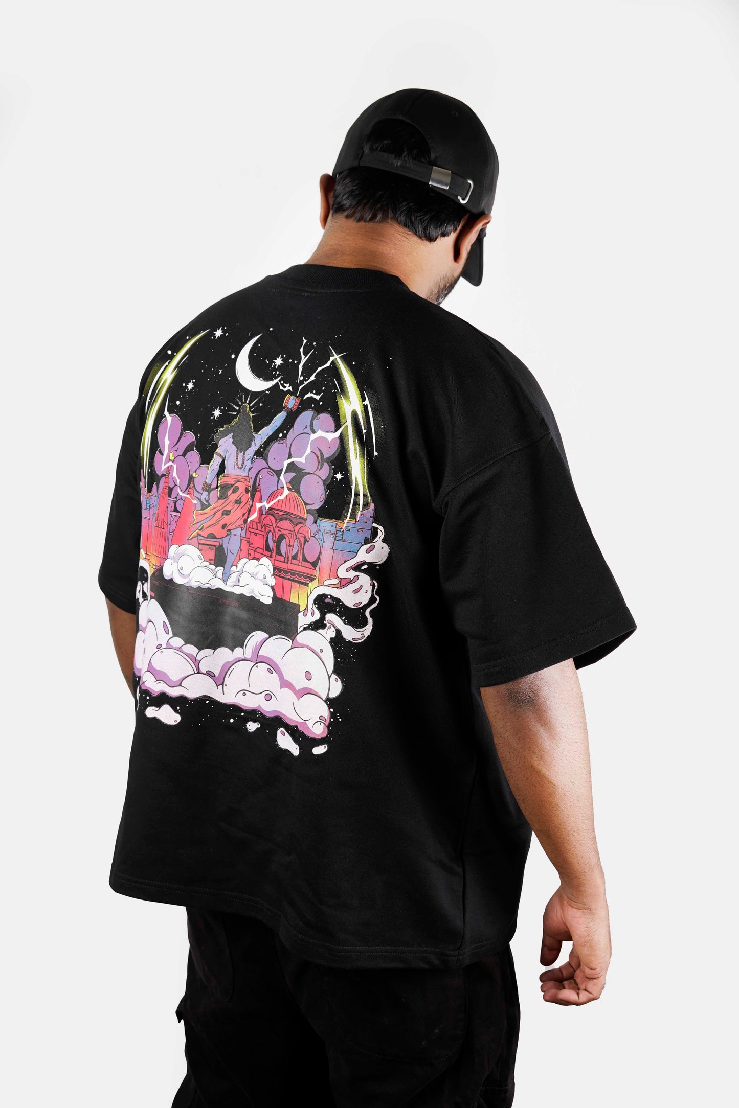 OVER SIZE  BLACK T SHIRT ON SHIVA PRINT