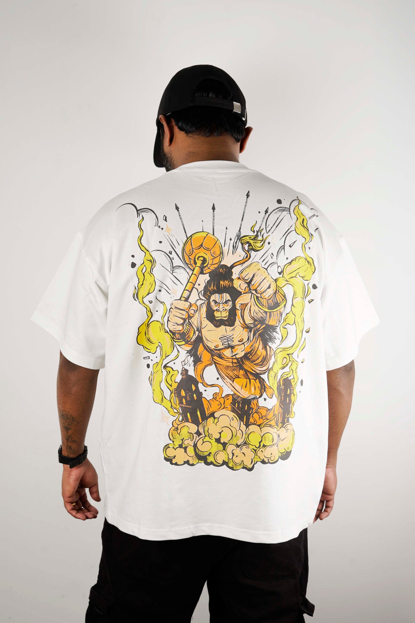 OVER SIZE TEE HANUMAN PRINT ON WHITE