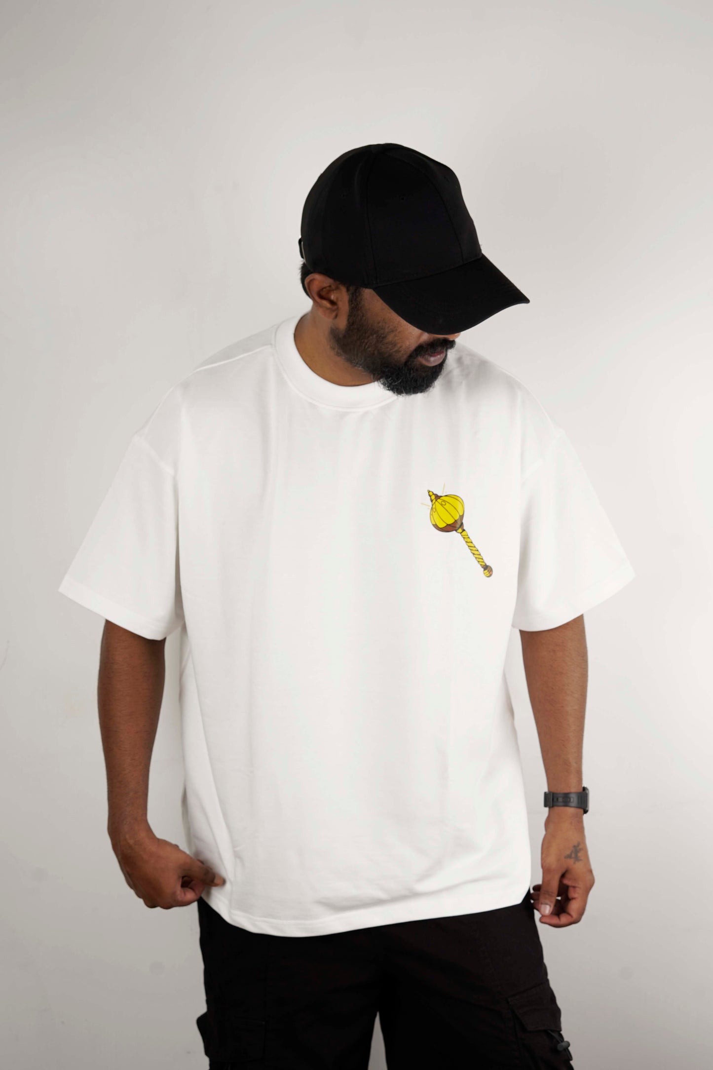 OVER SIZE TEE HANUMAN PRINT ON WHITE