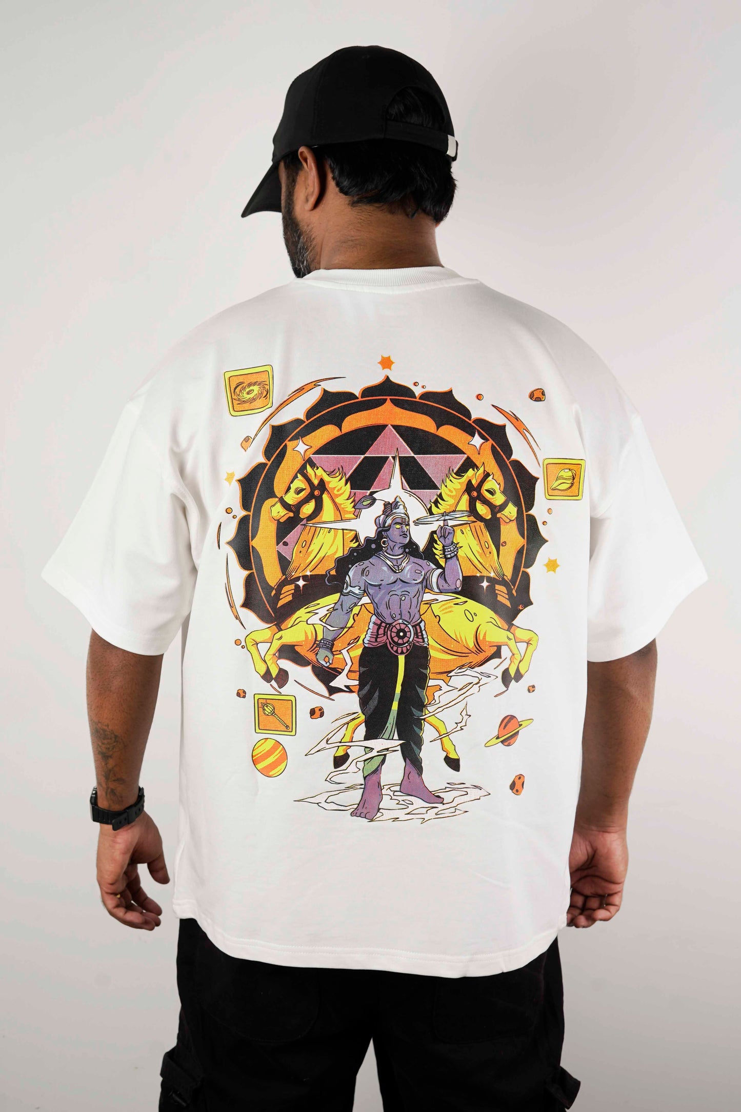OVER SIZE  WHITE T SHIRT KRISH PRINT