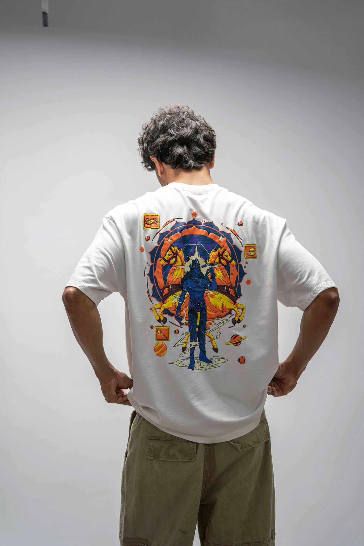 KRISHNA WHITE OVERSIZE TEE 240 GSM
