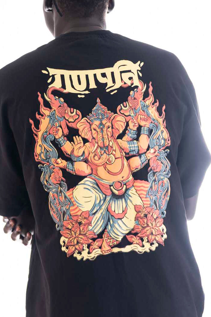 The Protector – Ganpathi Oversized Tee (Black) | Sacred Theory