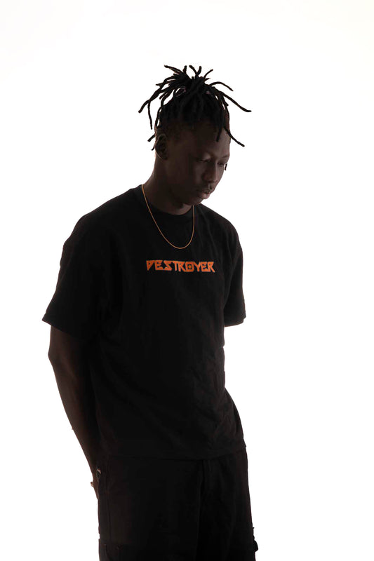 OVER SIZE BLACK T SHIRT WITH KRISHNA PRINT