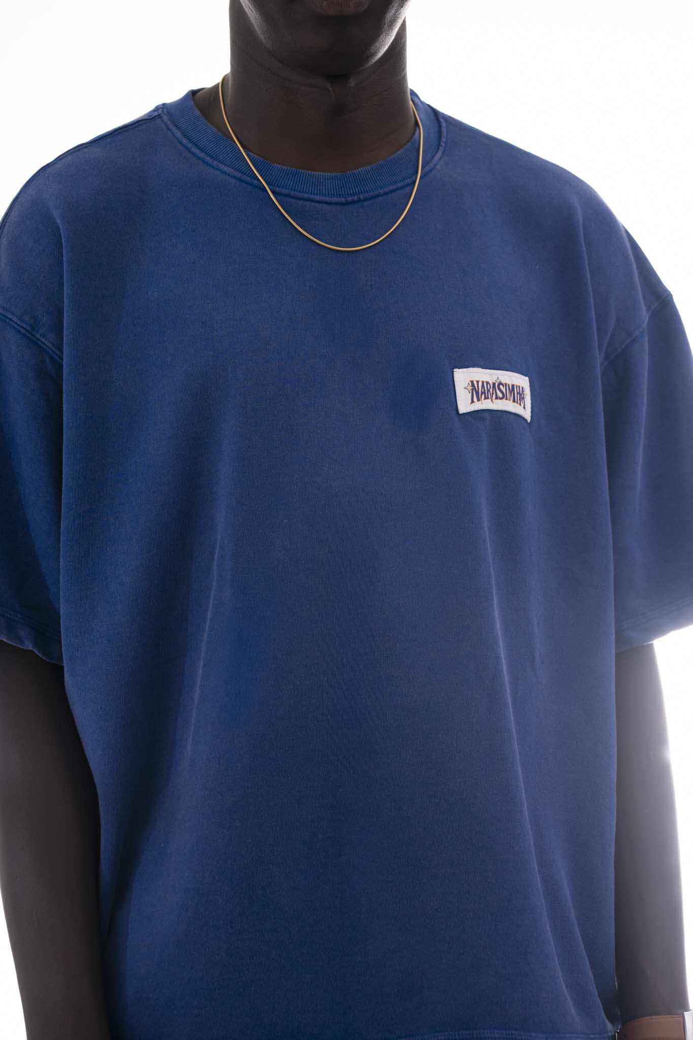 Narasimha Oversized T-Shirt – Royal Blue (320 GSM Heavy Cross Loop Cotton)