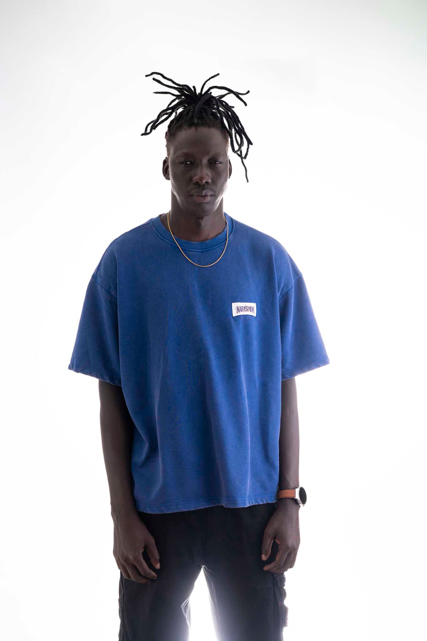 Narasimha Oversized T-Shirt – Royal Blue (320 GSM Heavy Cross Loop Cotton)