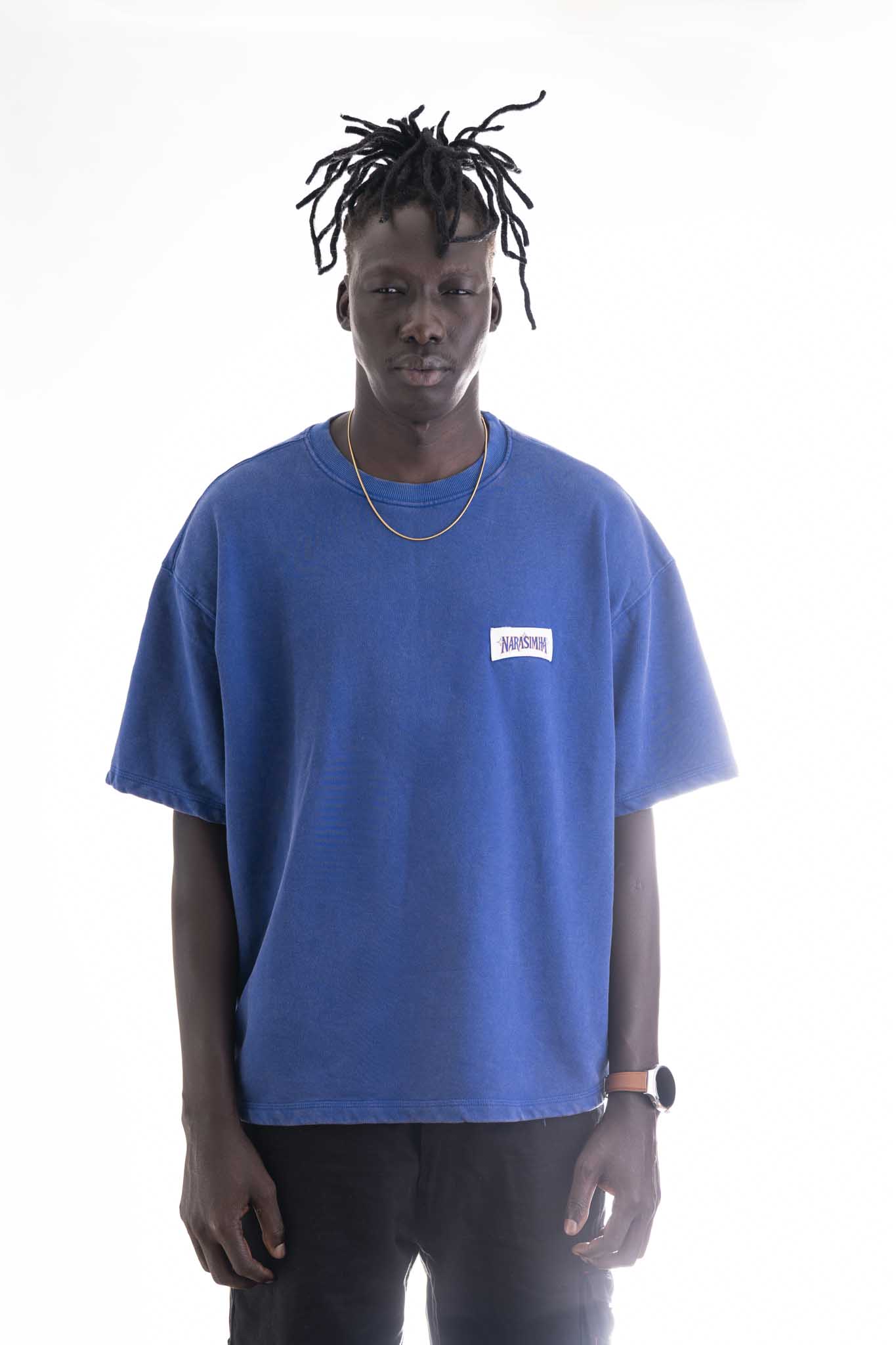 Narasimha Oversized T-Shirt – Royal Blue (320 GSM Heavy Cross Loop Cotton)