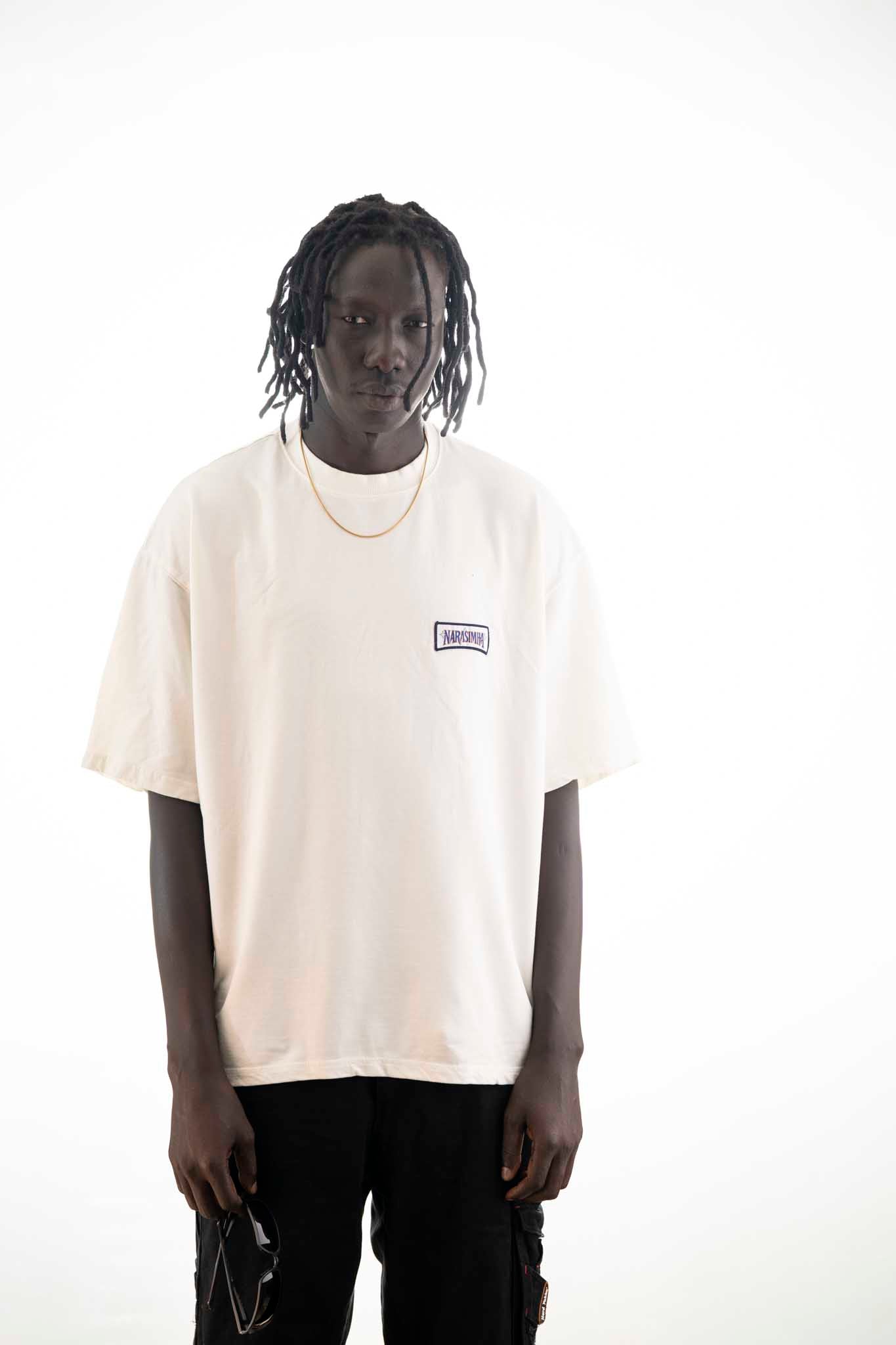 Narasimha Oversized T-Shirt – Off-White (320 GSM Heavy Cross Loop Cotton)