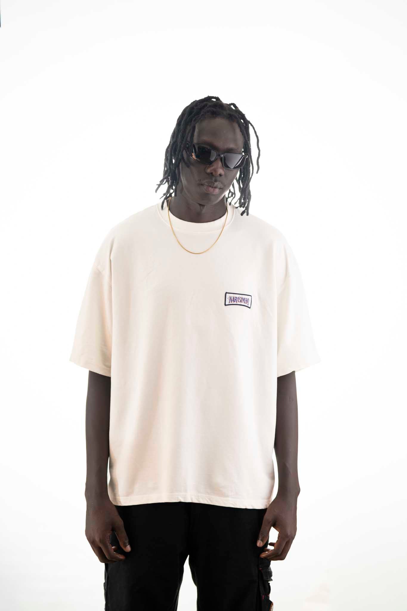 Narasimha Oversized T-Shirt – Off-White (320 GSM Heavy Cross Loop Cotton)