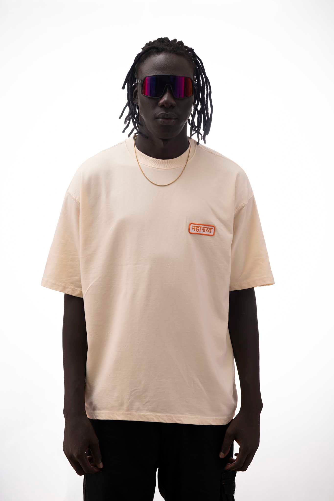 Mahabharata Pandavas Oversized T-Shirt – Sandstone Beige (240 GSM Premium French Terry)