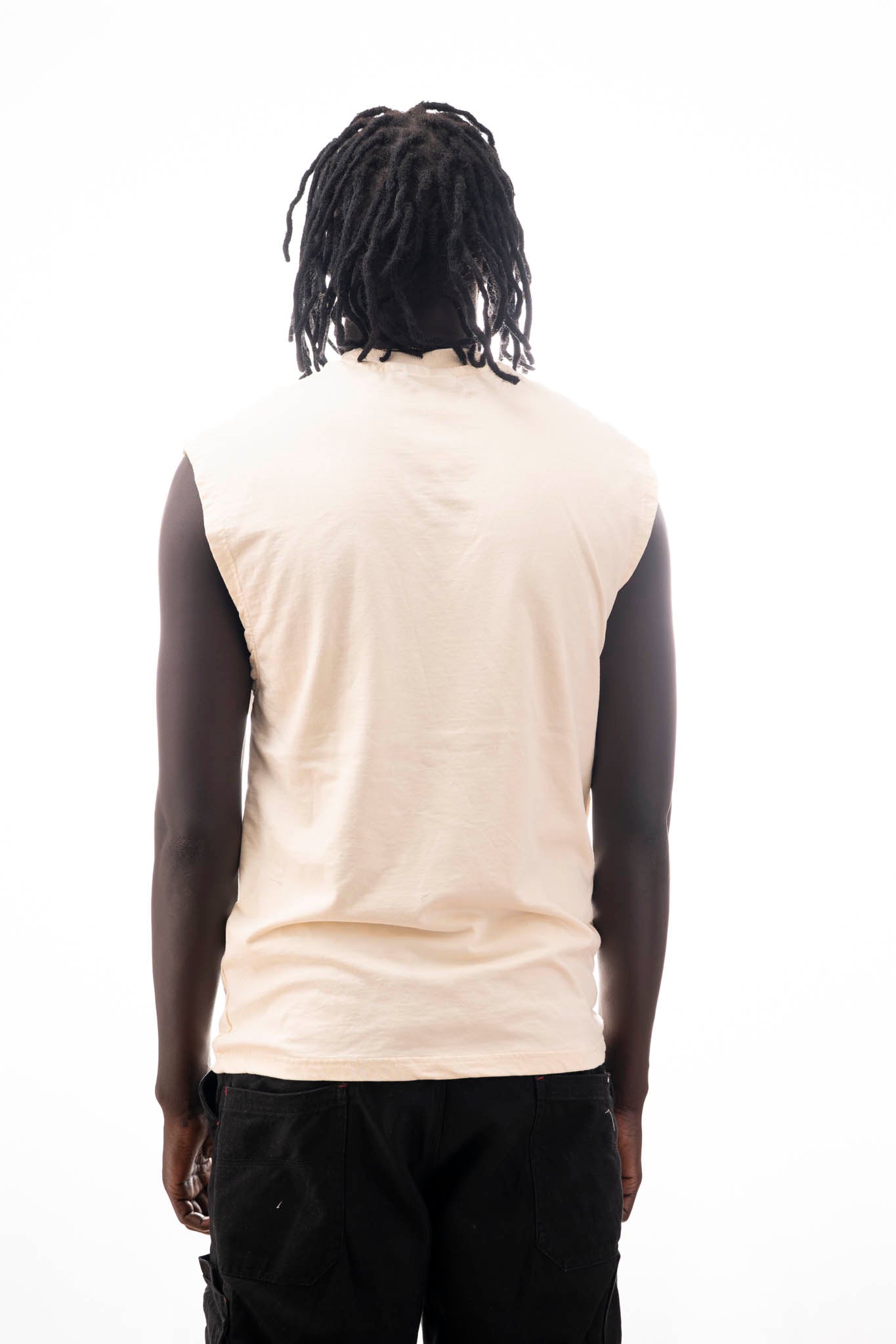 Kali Sleeveless T-Shirt – Light Sandstone (240 GSM French Terry Loopnet) | Sacred Theory