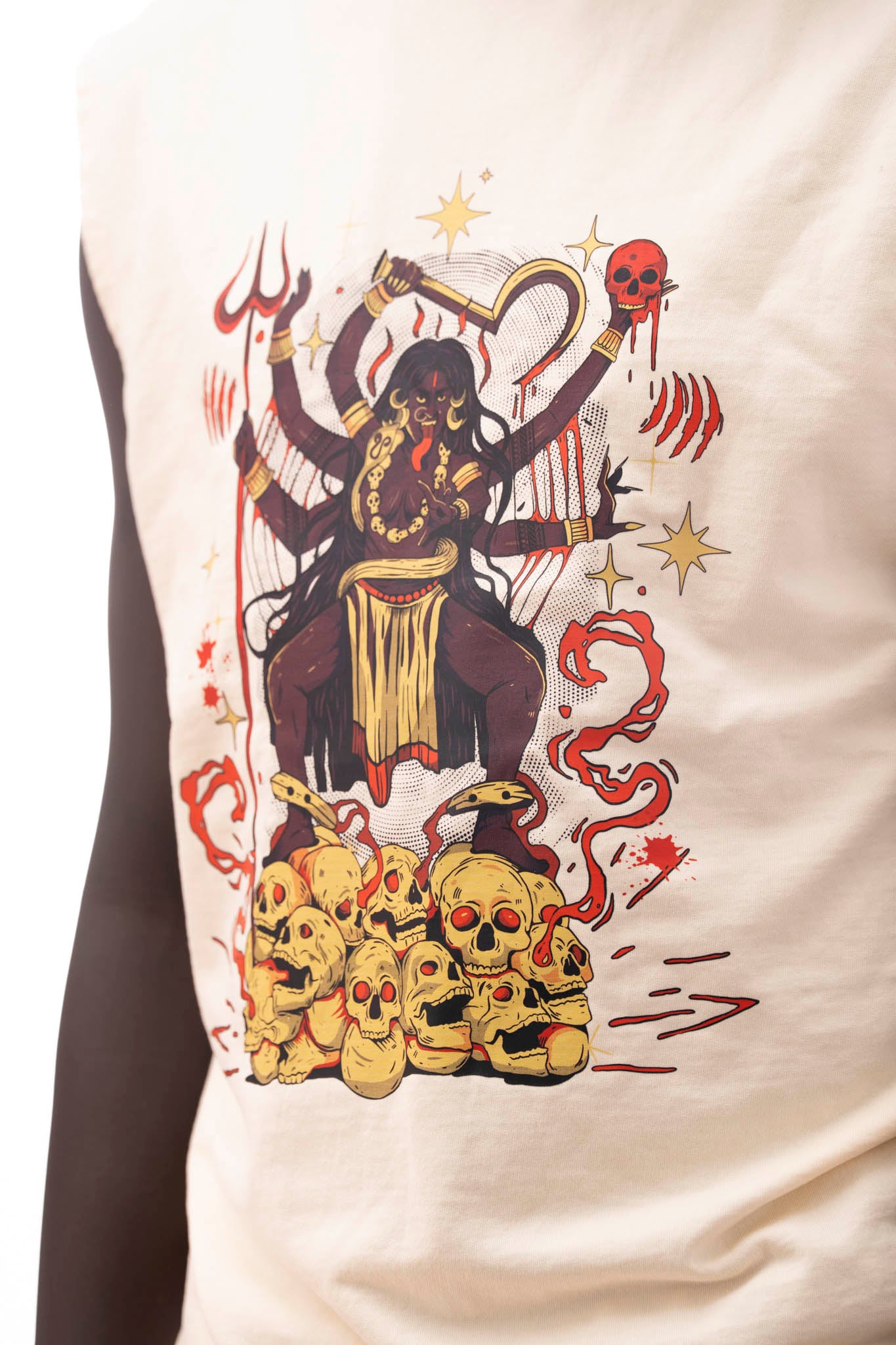 Kali Sleeveless T-Shirt – Light Sandstone (240 GSM French Terry Loopnet) | Sacred Theory