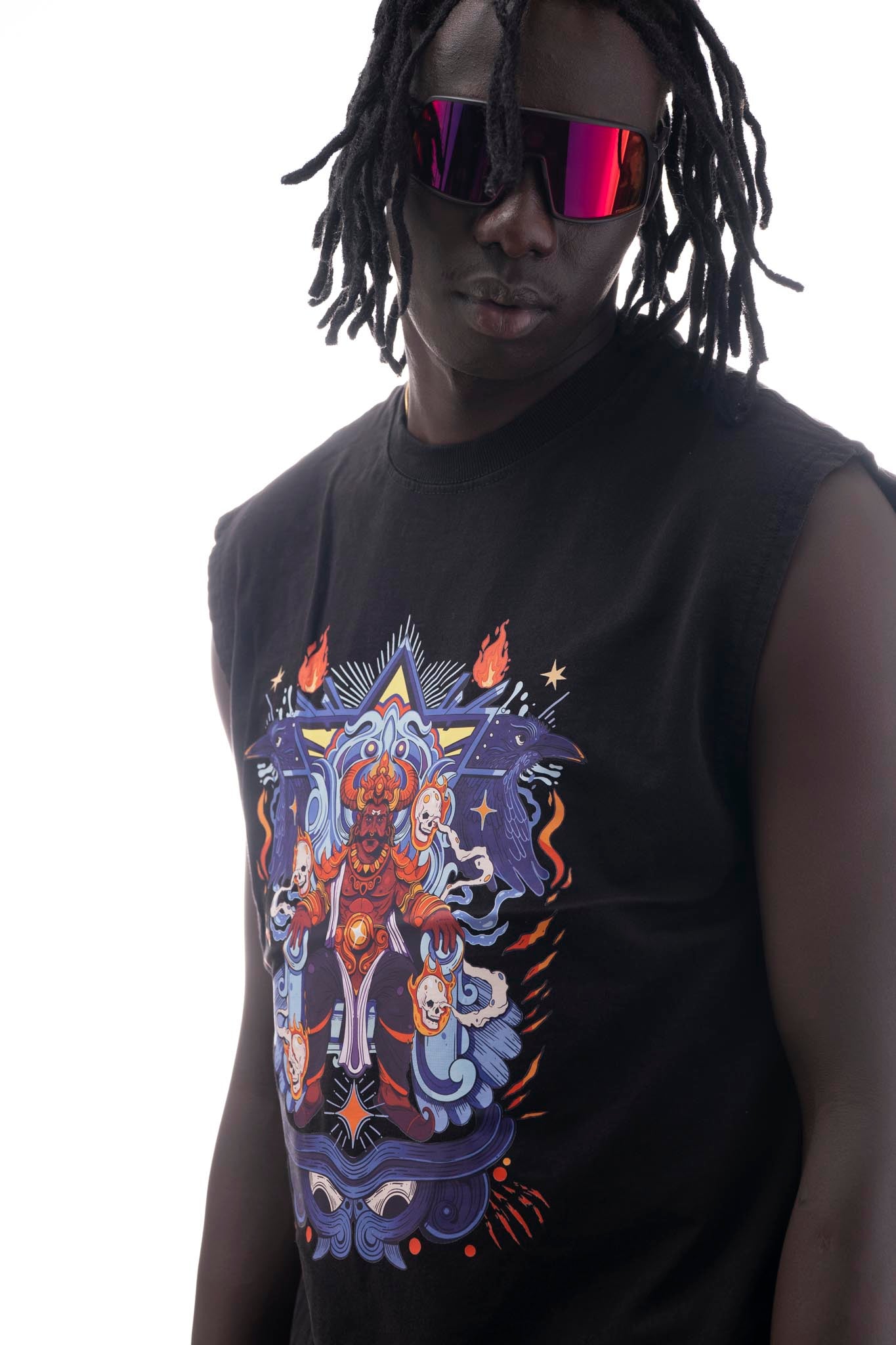 Ravan Sleeveless T-Shirt – Black (240 GSM French Terry Cotton) | Sacred Theory