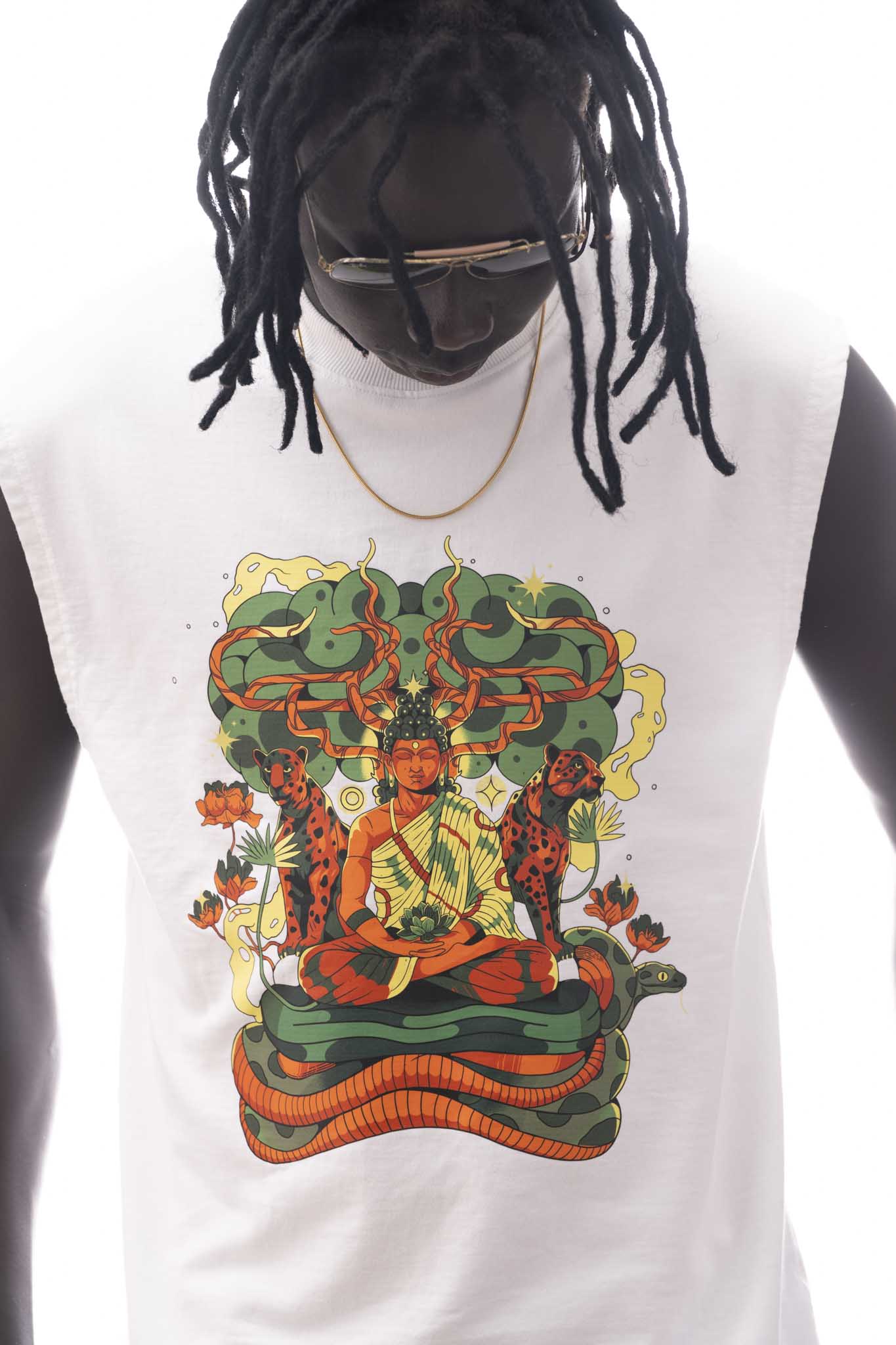 Buddha Sleeveless T-Shirt – 240 GSM French Terry Loopnet | Sacred Theory
