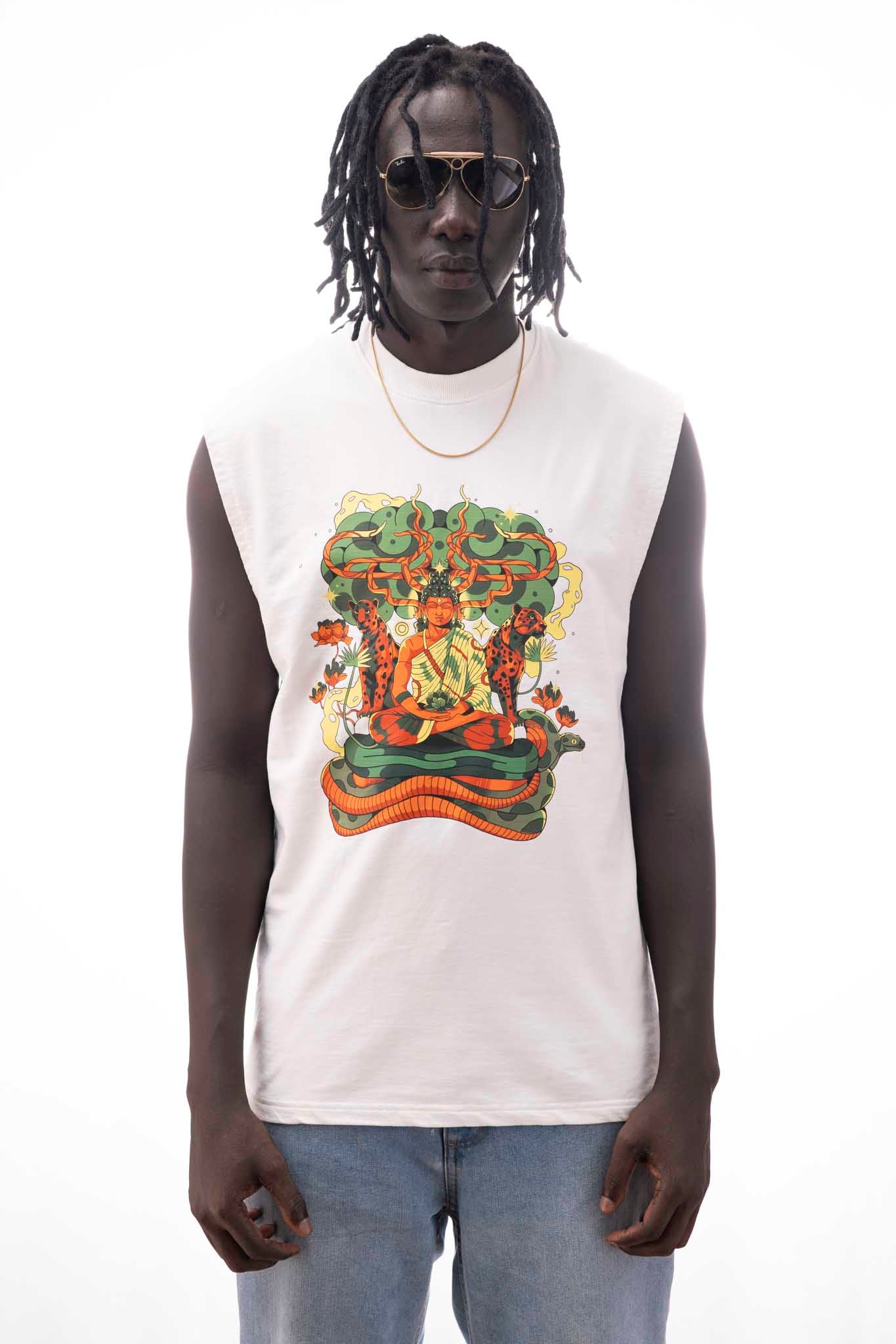 Buddha Sleeveless T-Shirt – 240 GSM French Terry Loopnet | Sacred Theory