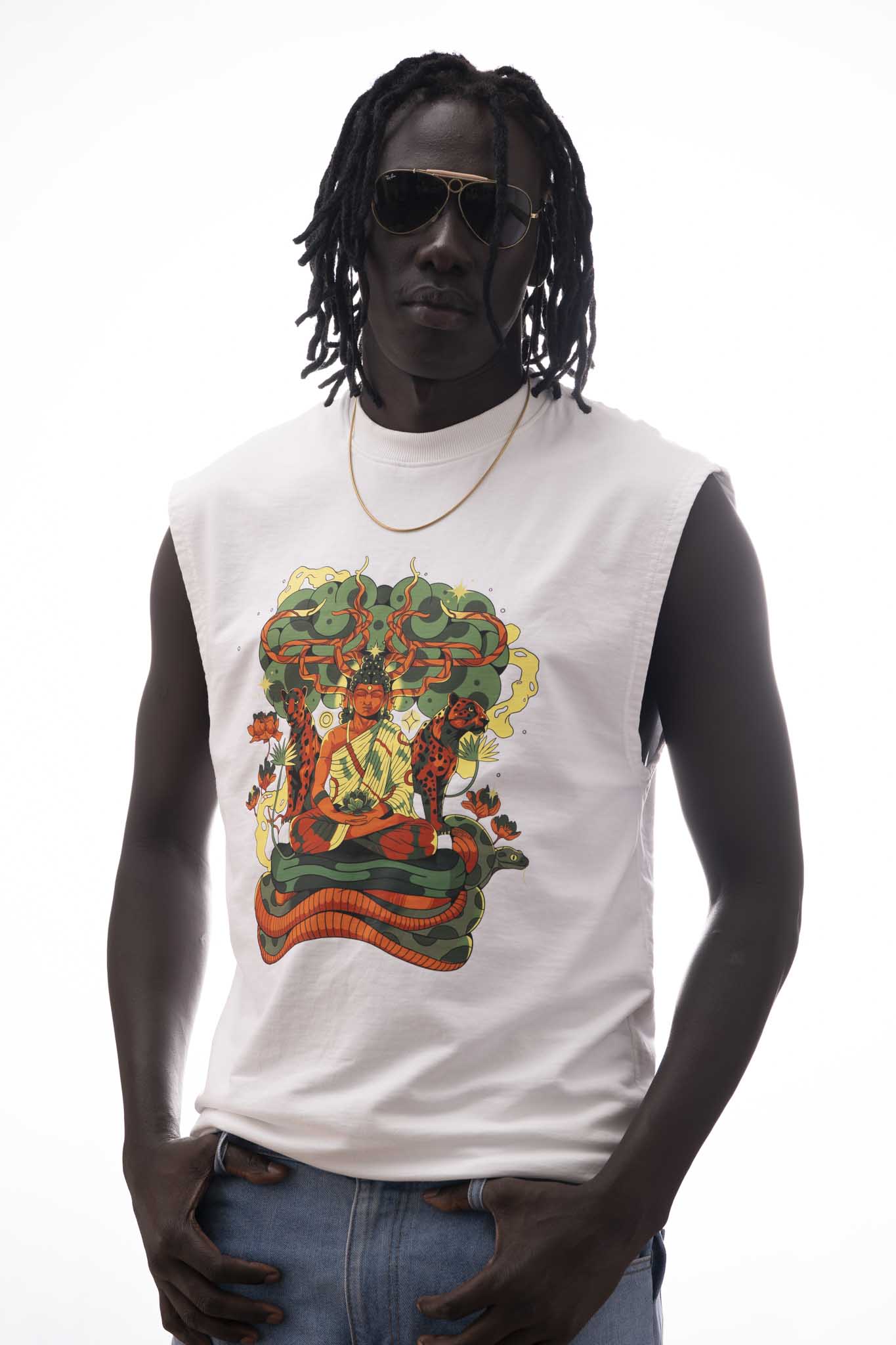 Buddha Sleeveless T-Shirt – 240 GSM French Terry Loopnet | Sacred Theory