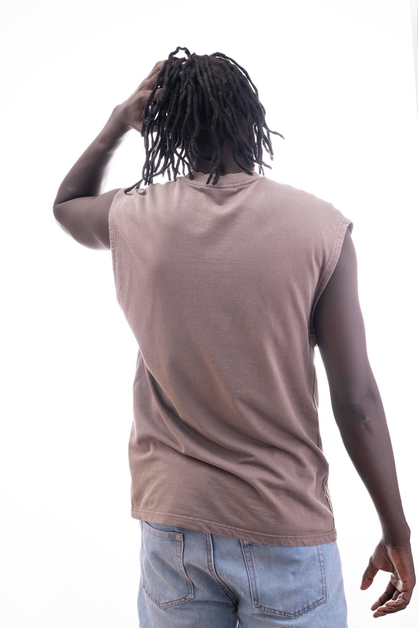 Narasimha Sleeveless T-Shirt – Gray Acid Wash (240 GSM French Terry Cotton) | Sacred Theory