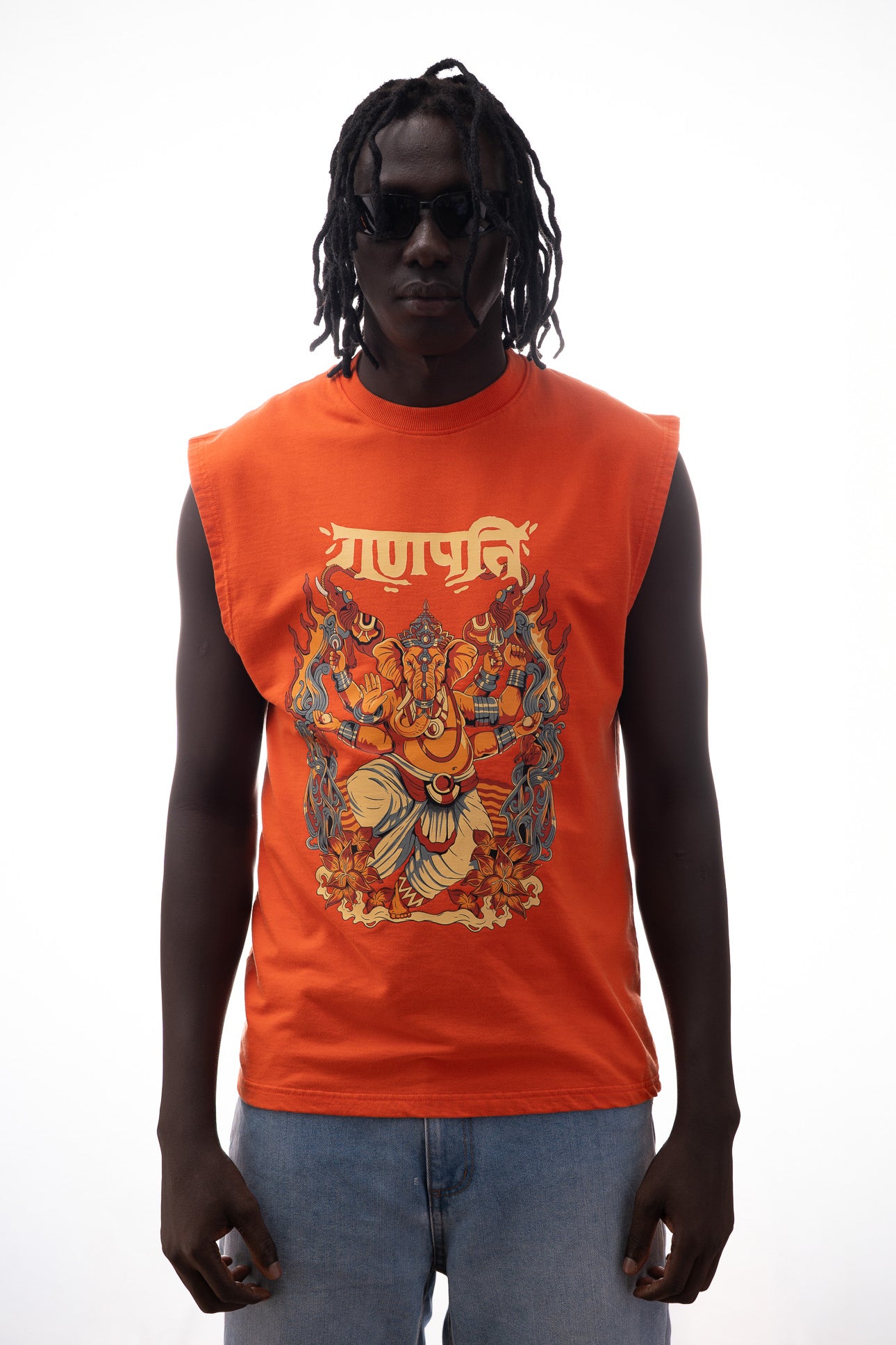 Ganapathy Sleeveless T-Shirt – 240 GSM French Terry Loopnet | Sacred Theory