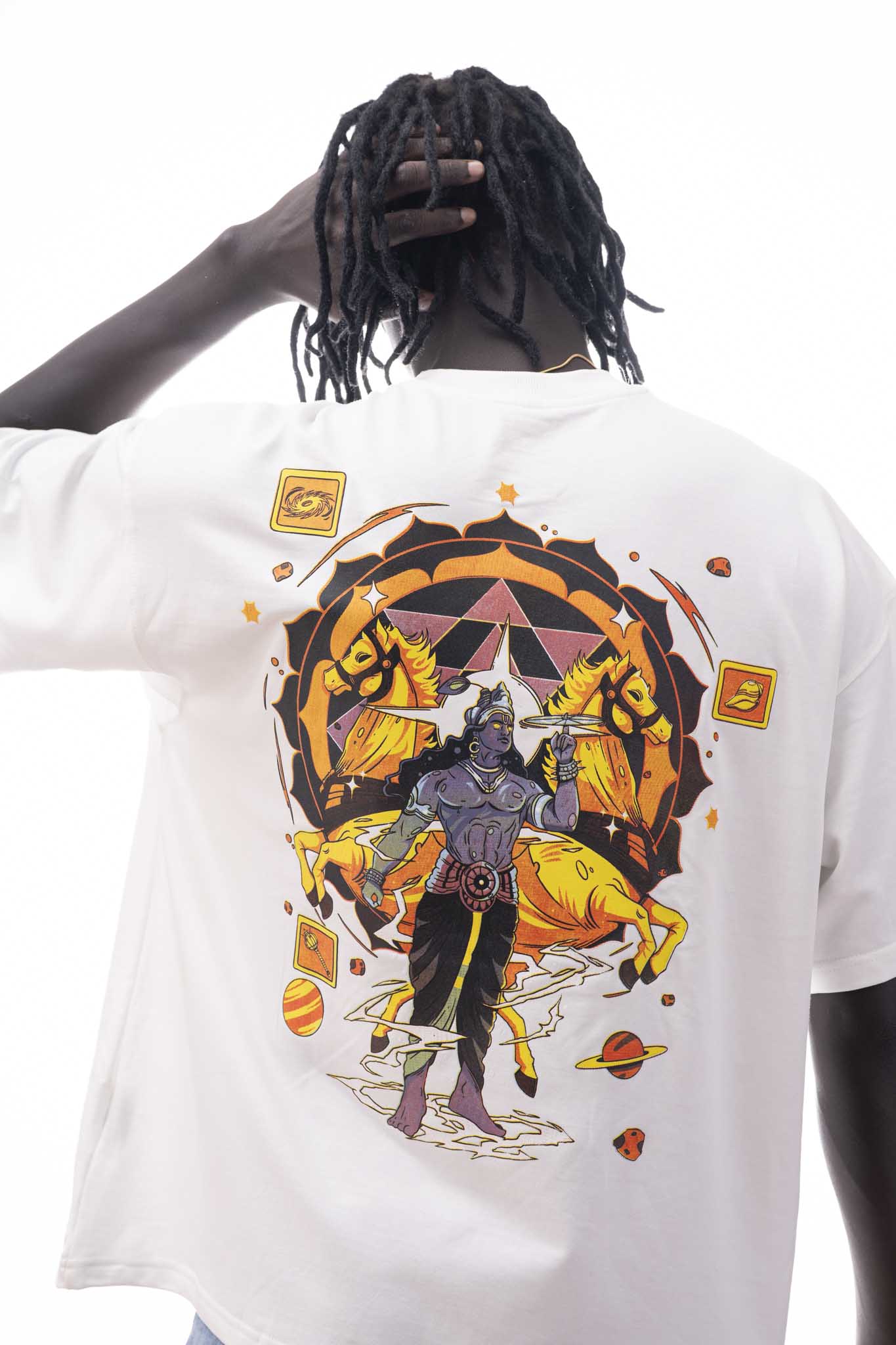 OVER SIZE  WHITE T SHIRT KRISH PRINT