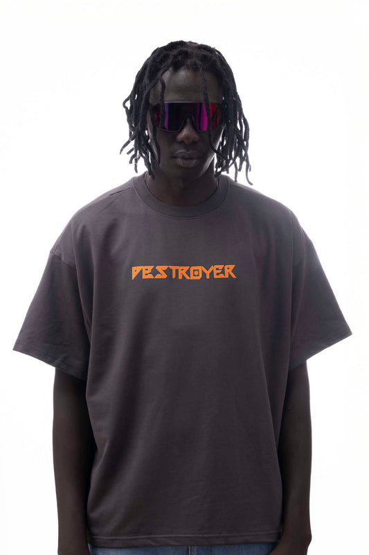 OVER SIZE  GRAY T SHIRT  WITH KRISHNA PRINT ON IT