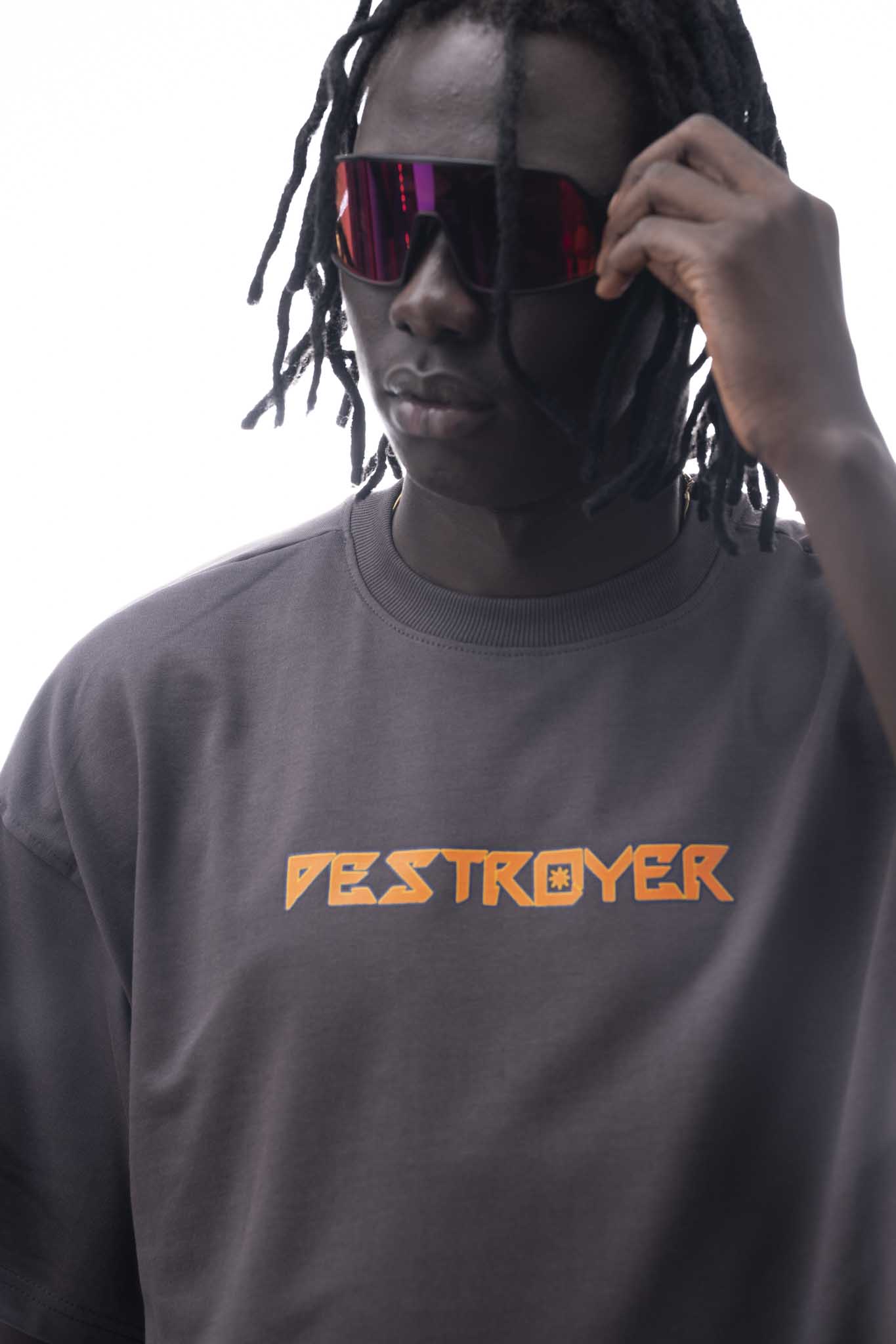 OVER SIZE  GRAY T SHIRT  WITH KRISHNA PRINT ON IT