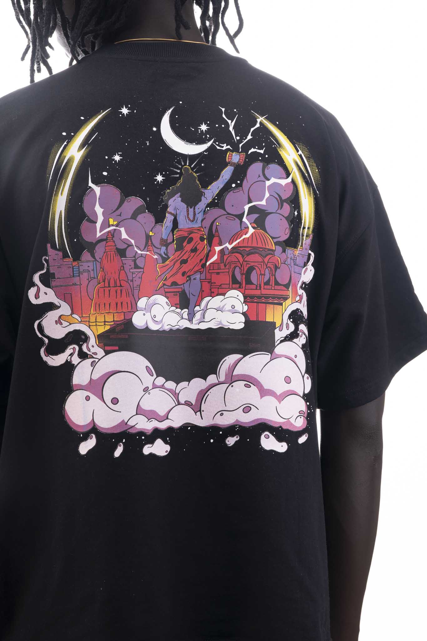 OVER SIZE  BLACK T SHIRT ON SHIVA PRINT