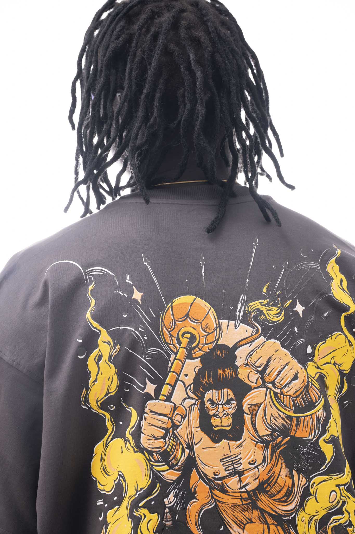 OVER SIZE TSHIRT HANUMAN PRITNT  GREY