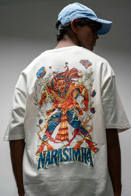 Narasimha – White Oversized T-Shirt