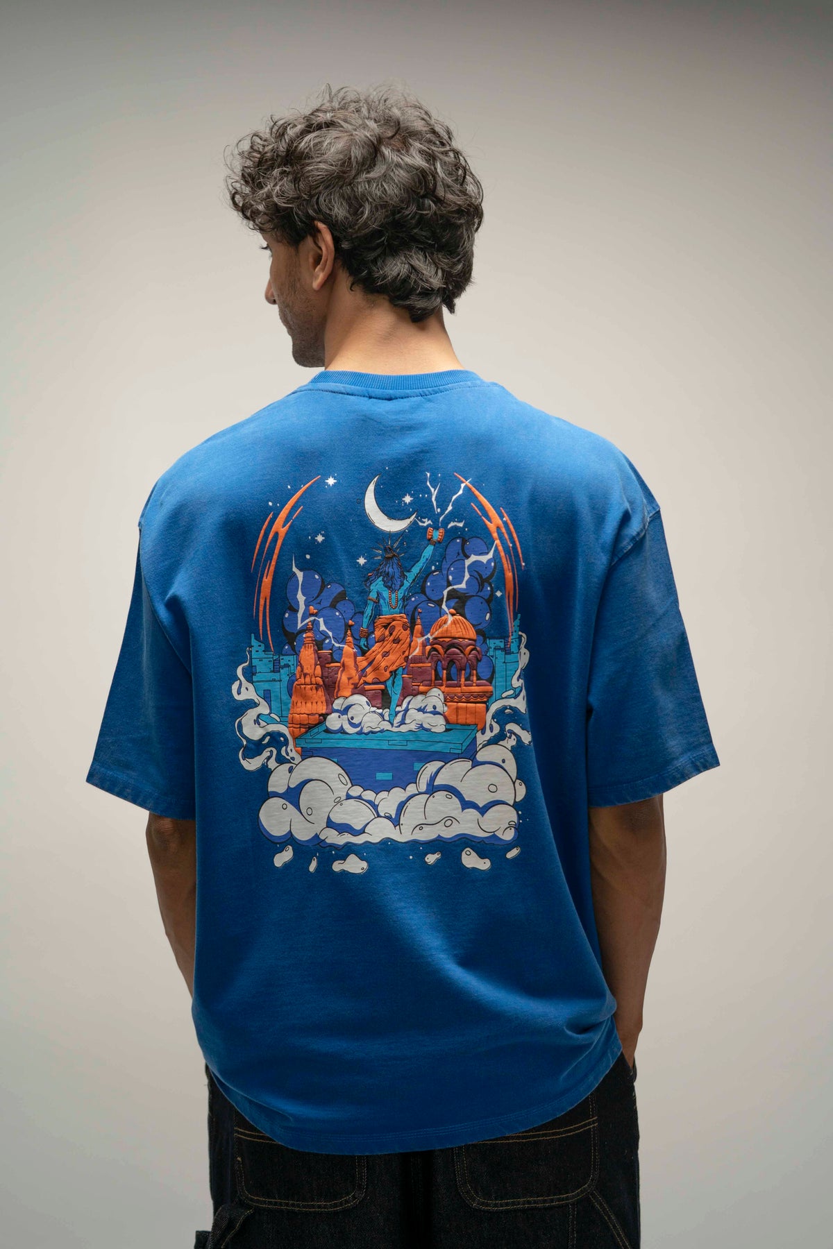 OVERSIZE TEE 240 GSM Shiva Standing – Royal Blue Oversized T-Shirt