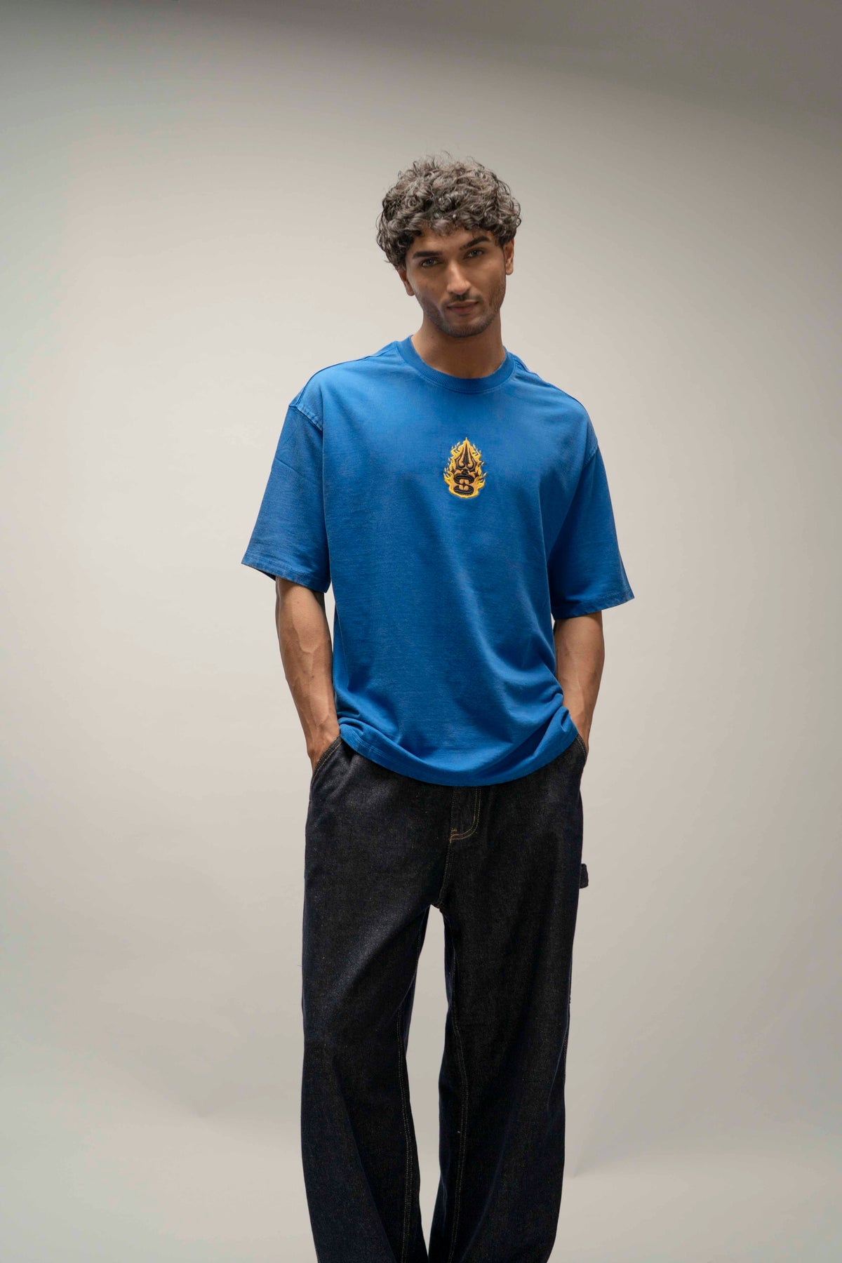 OVERSIZE TEE 240 GSM Shiva Standing – Royal Blue Oversized T-Shirt