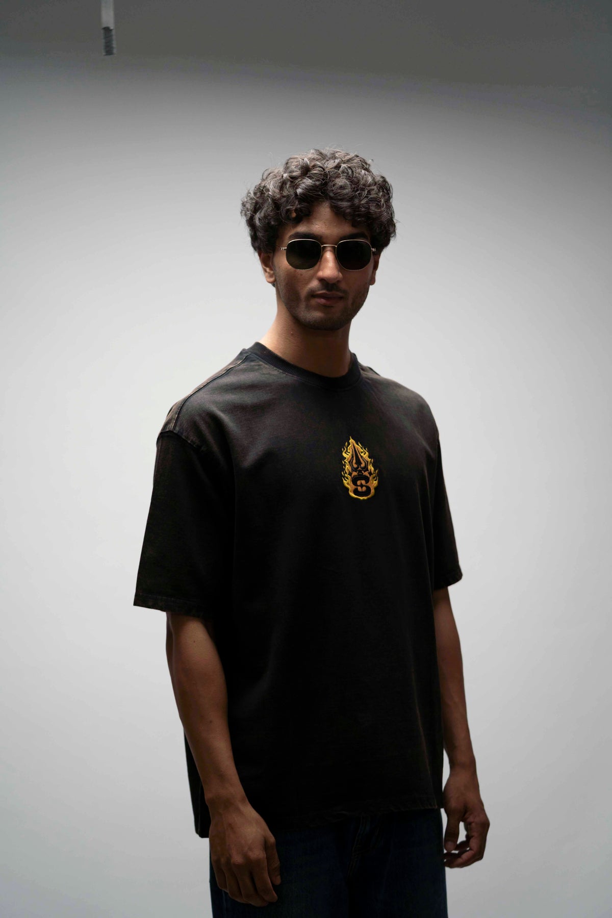 OVERSIZE TEE, SHIVA Nilakantha – Black Acid Wash Oversized T-Shirt