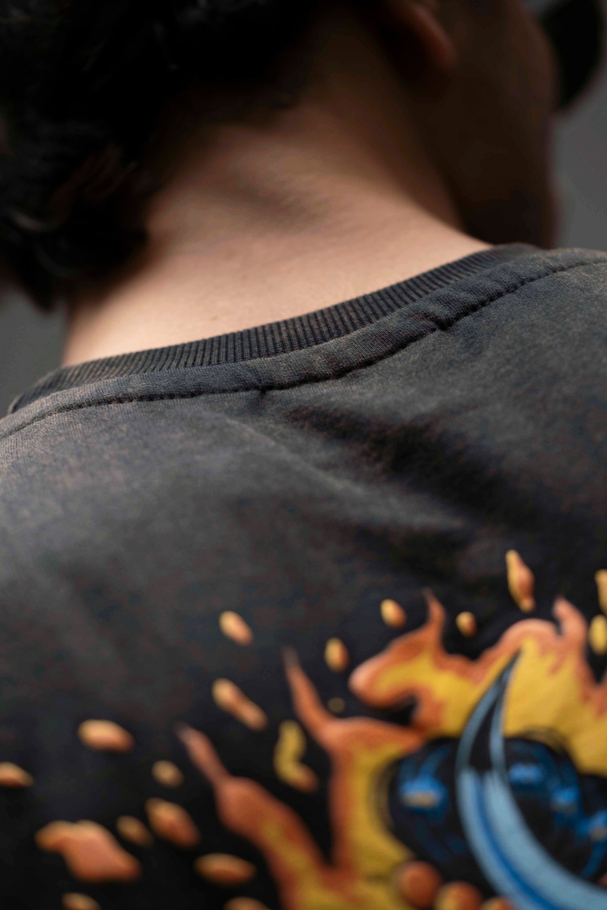 OVERSIZE TEE, SHIVA Nilakantha – Black Acid Wash Oversized T-Shirt